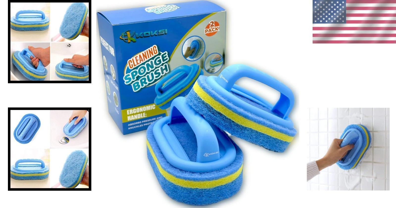 All-Purpose Bathroom & Kitchen Scrubbing Brushes with Comfort Grip – 2-Pack