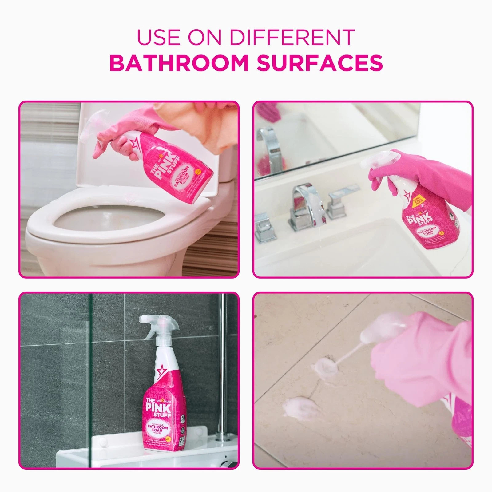 STARDROPS Pink Stuff Miracle Bathroom Foam Cleaner 750ml-FREE SHIPPING-PACK OF 3