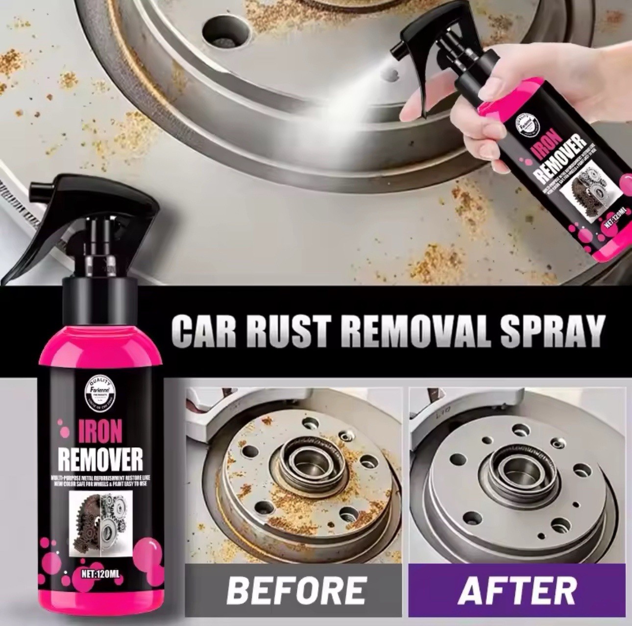 Rust Remover Spray 120ml Metal Cleaner Iron Rust Stain Removal Solution