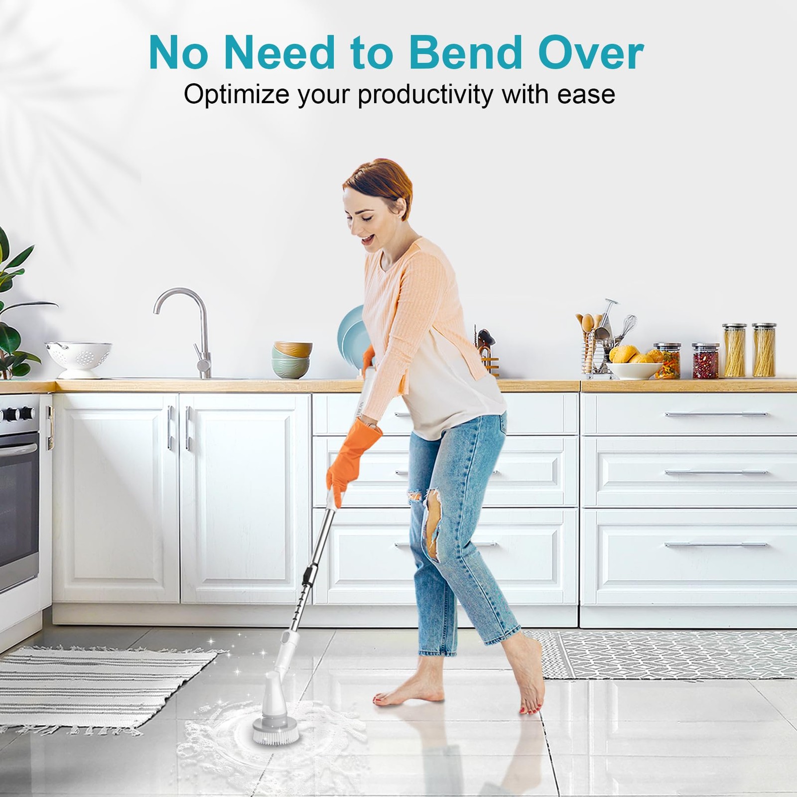 Electric Spin Scrubber Cordless Spin Scrubber With 4 Replaceable Brush Heads Adj