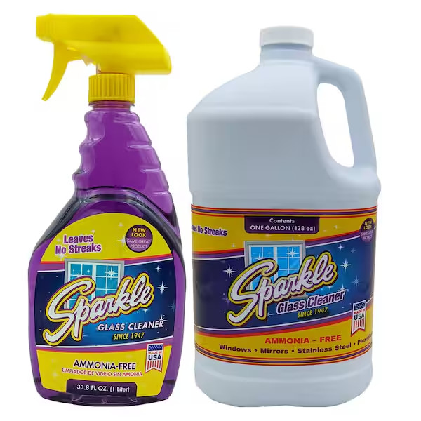 Sparkle 161.8oz. Glass Cleaner Spray Bottle and Refill Combo Pack