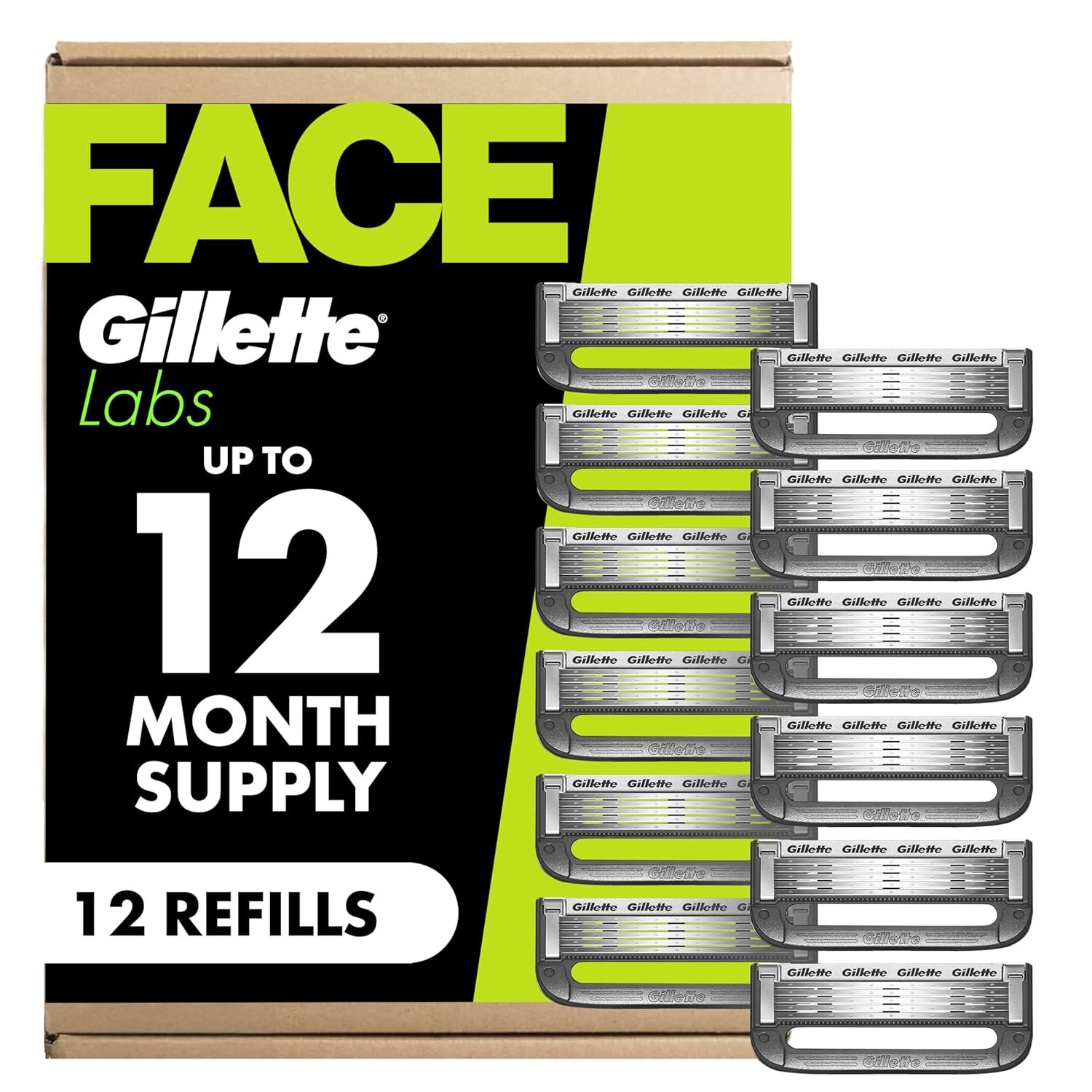 Gillette Labs Shaving Razor Blade Refills for Men, 12 Count