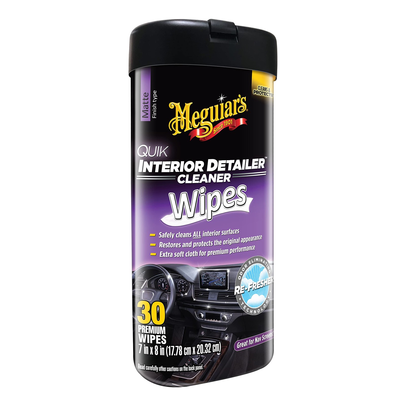 Meguiars Quik Interior Detailer Wipes 30 Count Non-Greasy Car Cleaning