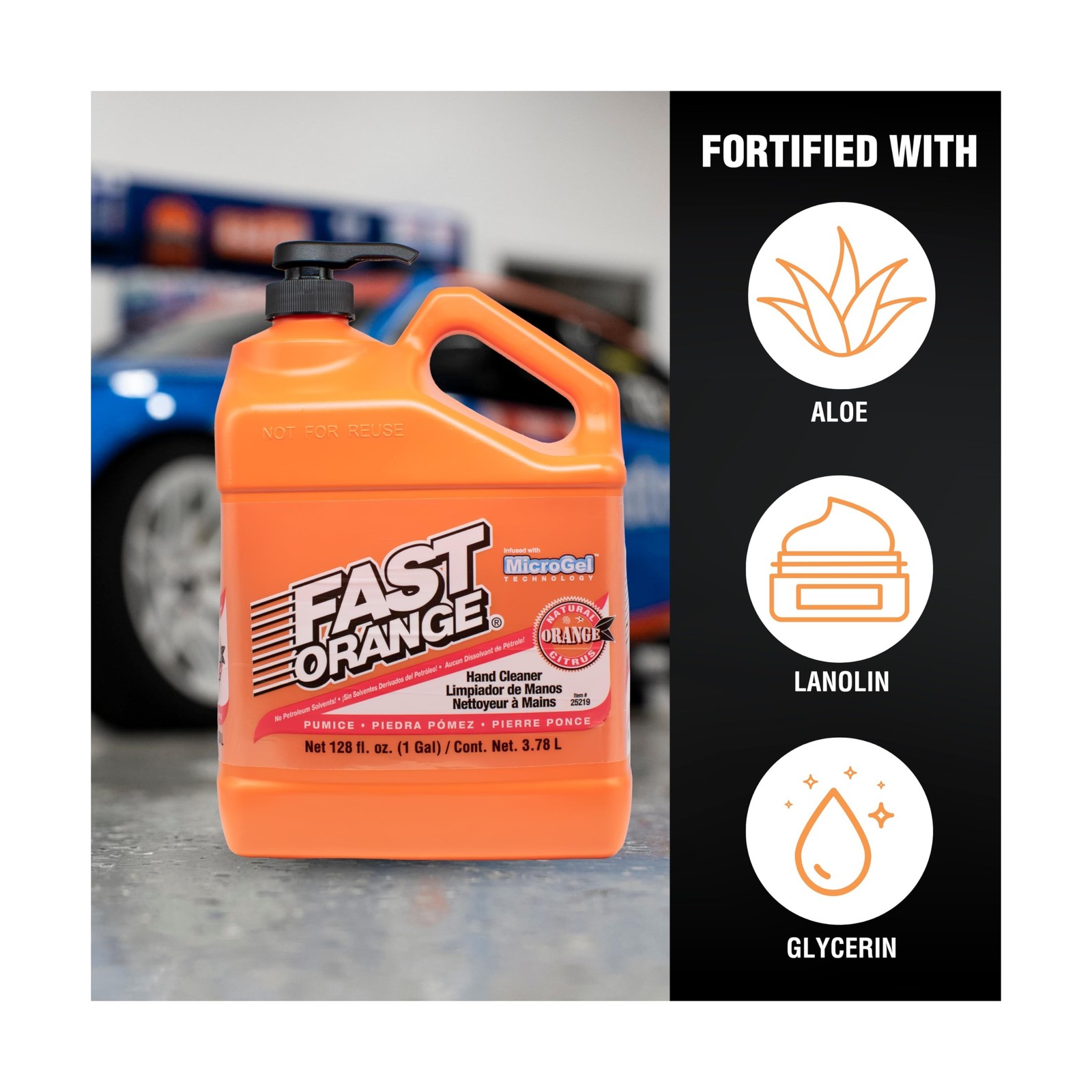 Fast Orange 25219 Pumice Lotion, Heavy Duty Hand Cleaner, Natural Citrus Scen…