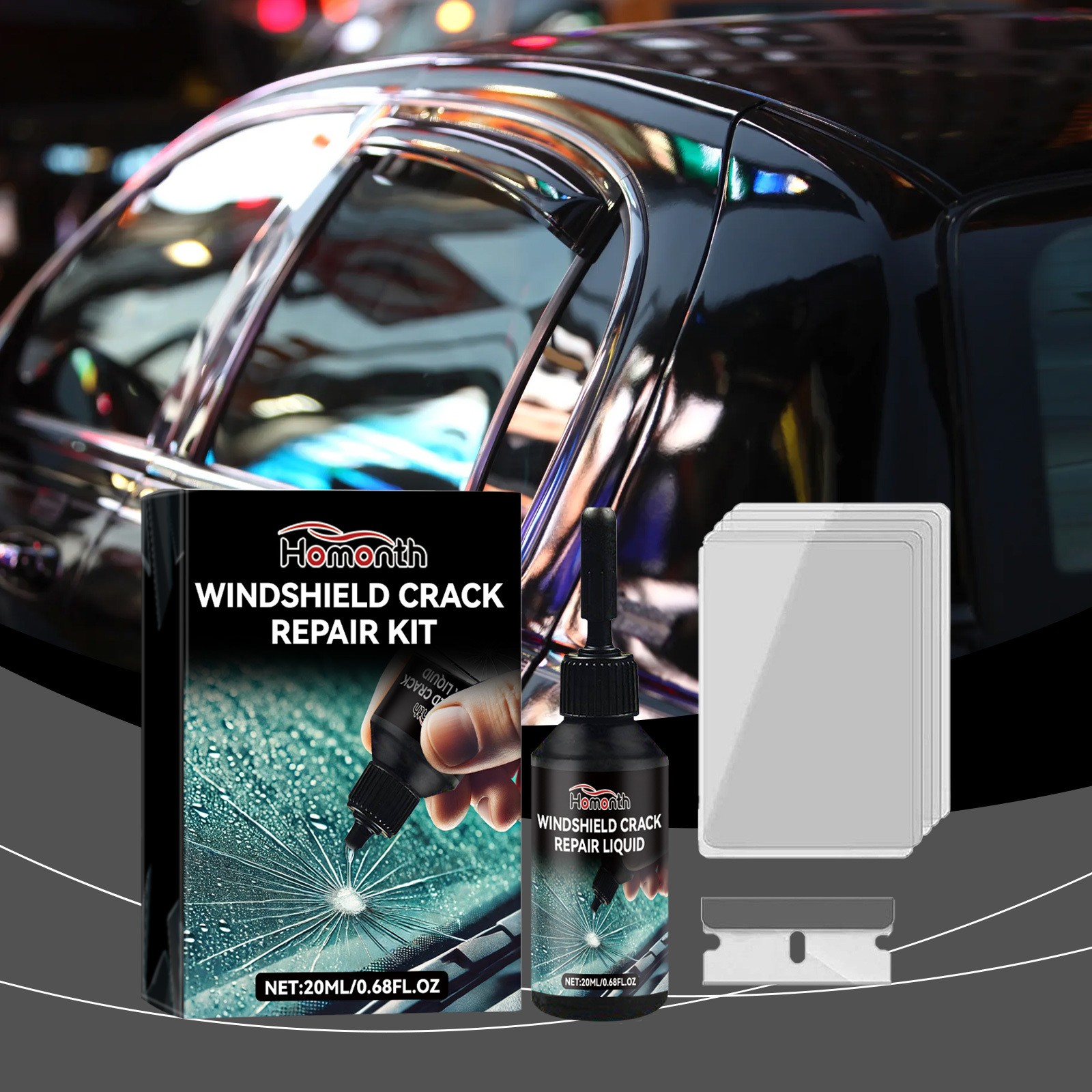 Windshield Repair Kit – Automotive Glass Cracks Scratches Care Solution 🧼