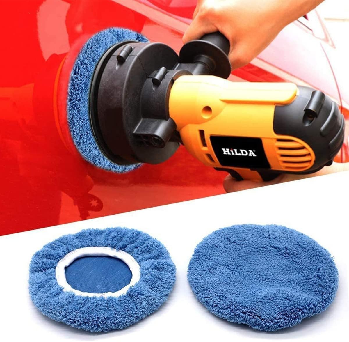 9PCS Car Buffer Polisher Pad Bonnet, 9 to 10 Inches Car Orbital Polishing Bonnet