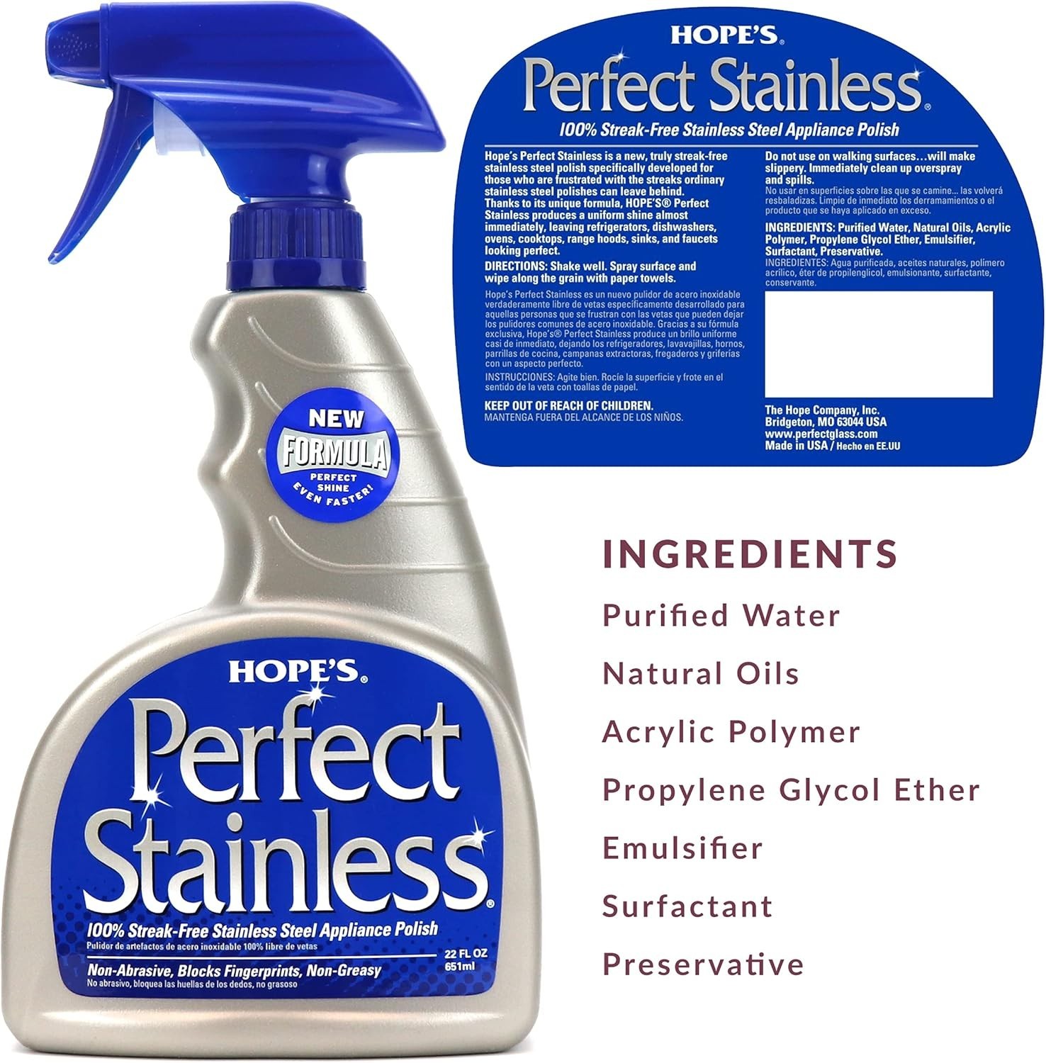 Perfect Stainless Steel Cleaner 22-Ounce, Streak-Free Self-Polishing Formula,…