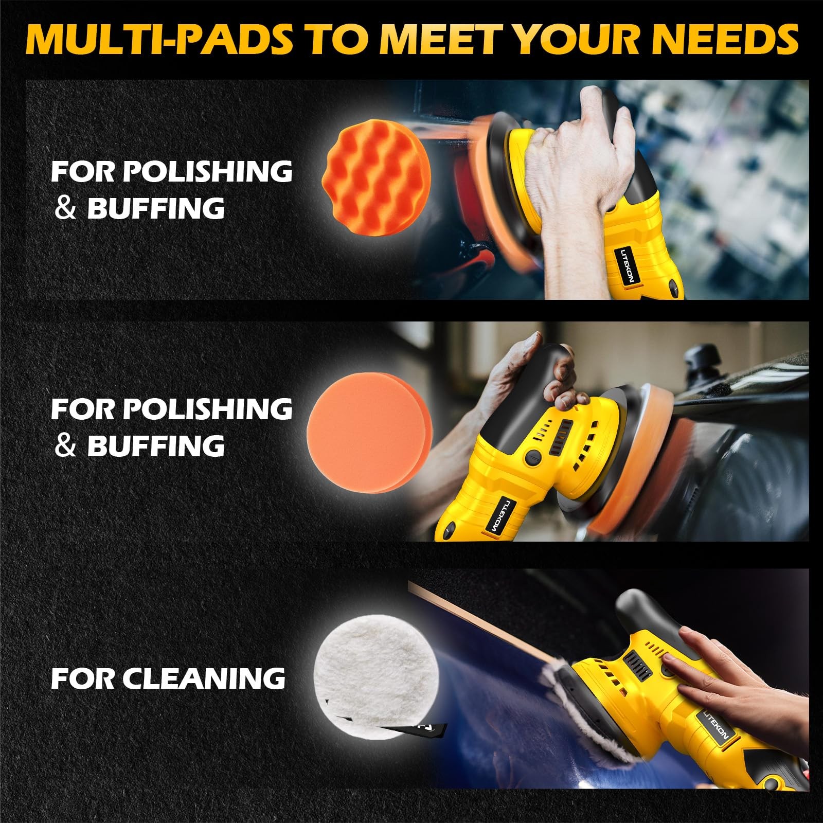Cordless Buffer Polisher Kit Compatible with De-Walt 20V Battery(No Battery), 2