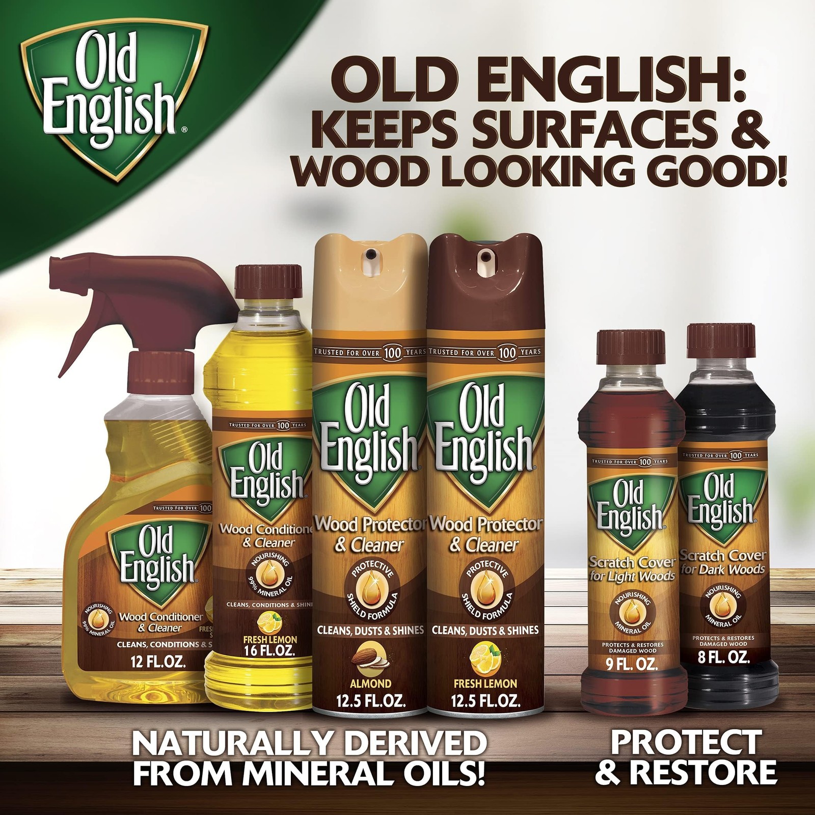 Old English 75144 Scratch Cover For Dark Woods, 8 Fl Oz (Pack of 1), Browm