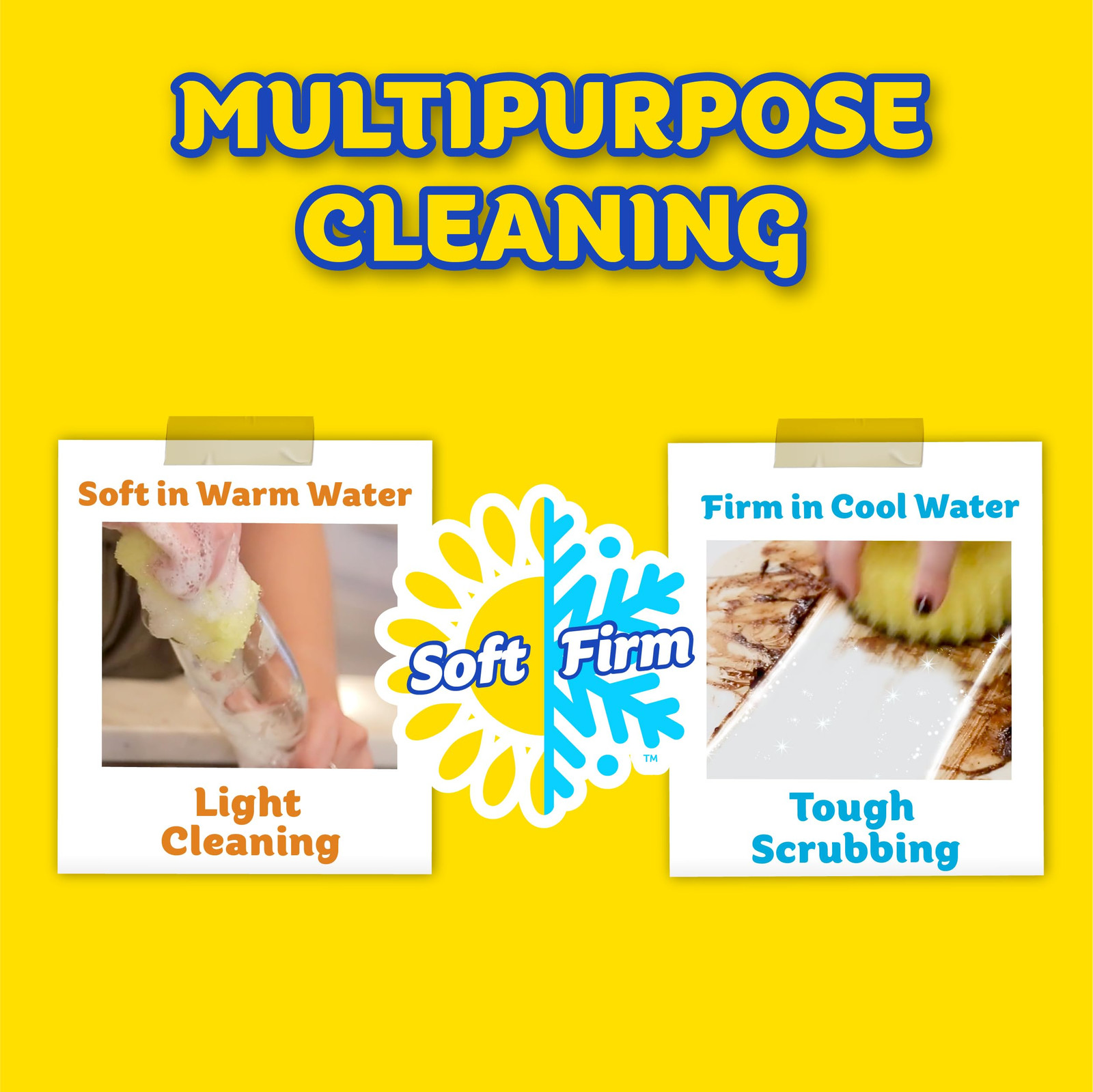 Yellow Scrub Daddy All Purpose Cleaning Sponge Pack of 3 Multi Surface Cleaner