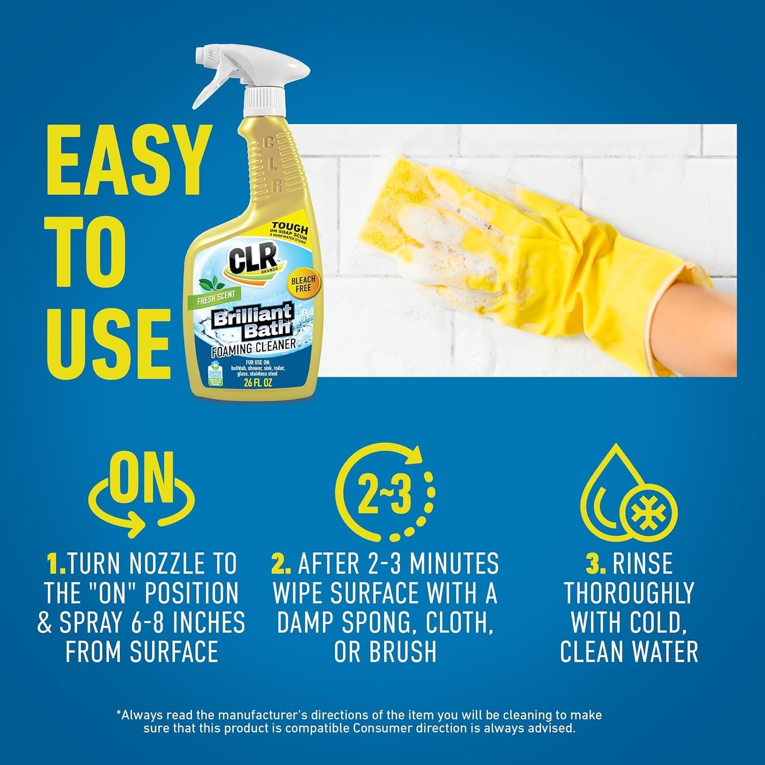 CLR Brilliant Bath Bathroom & Kitchen Cleaner 26 oz 2 Pack New Free Shipping