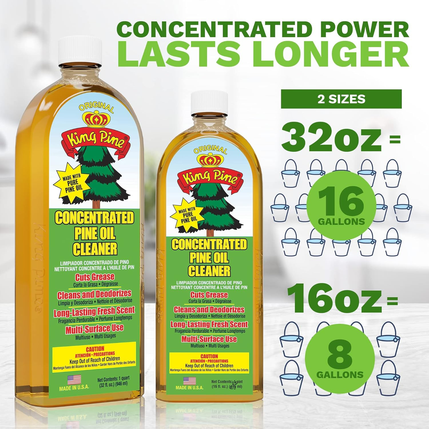 Concentrated Pine Oil Multi-Surface Cleaner Industrial Strength, Gold, 16 Fl Oz