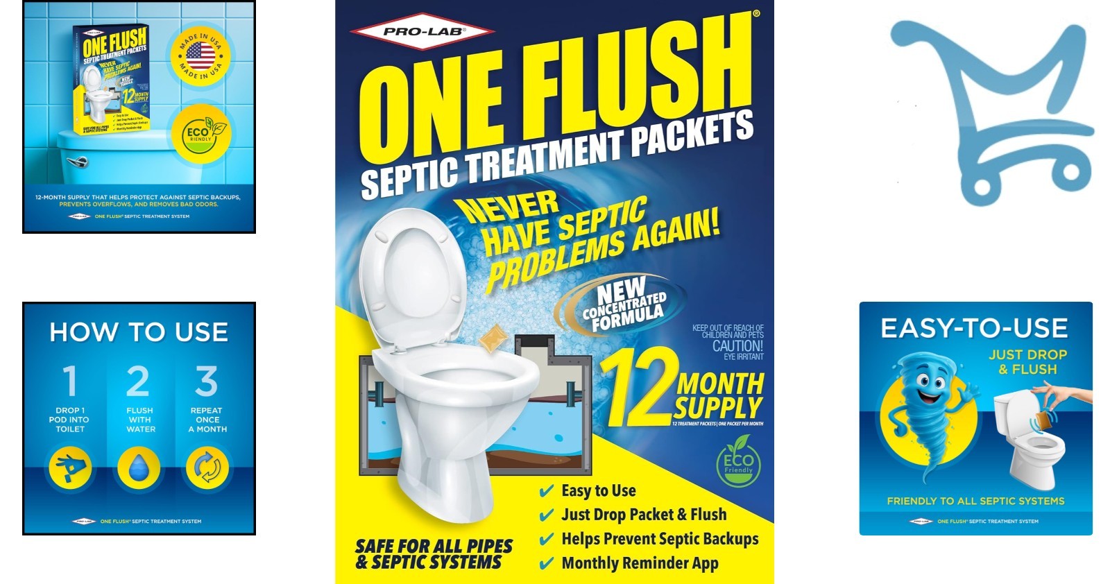 Septic Tank Treatment Packets Natural Enzymes Bacteria 1- Supply Household