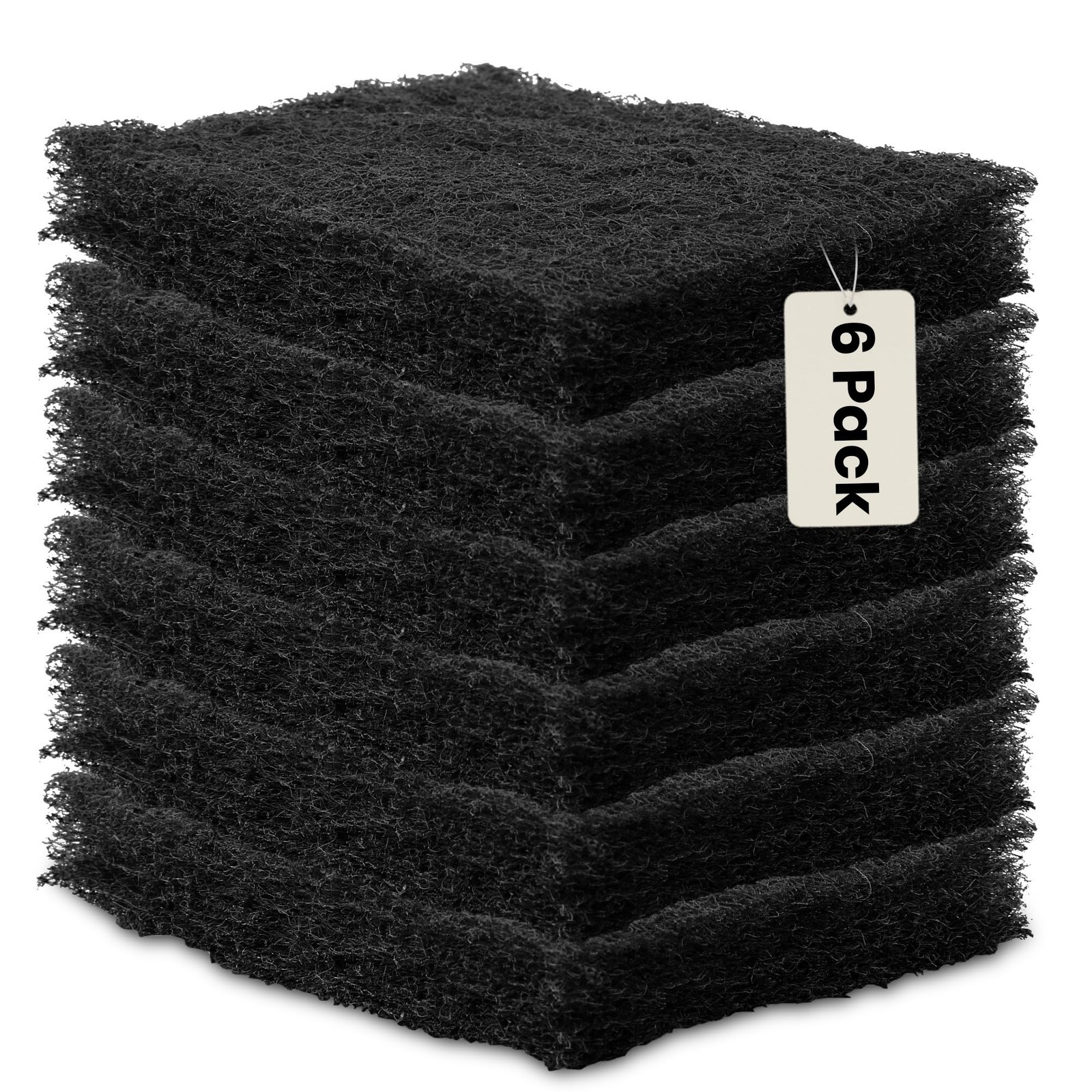 6Pack Heavy Duty Scouring Pads, 6×4 Inch Thick Black Scrub Pads for Pots Pans…