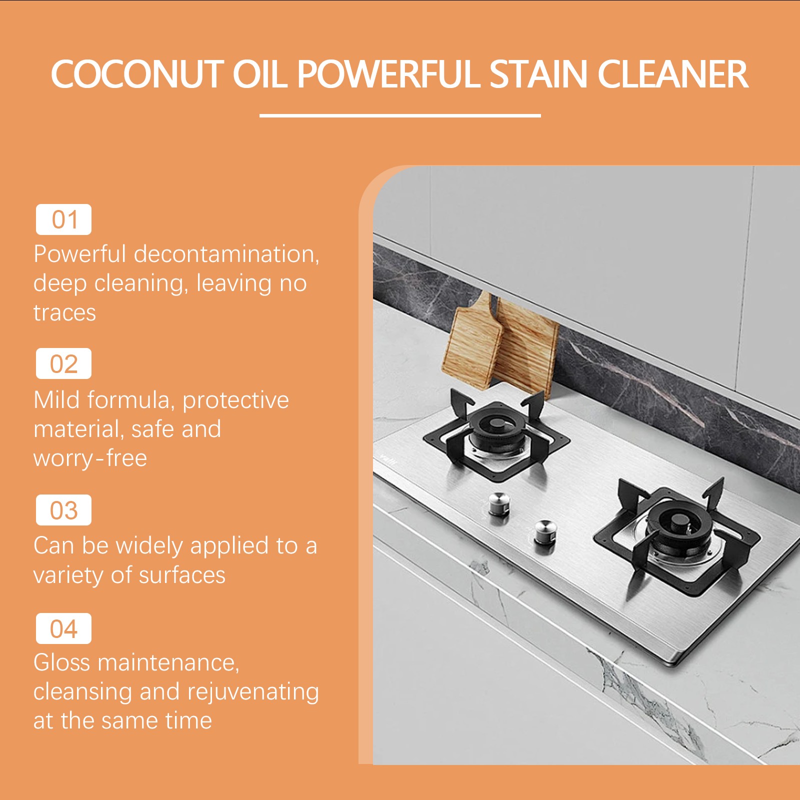 Grease Remover Coconut Oil Multi-Purpose Cleaner Polish for Kitchen Surfaces