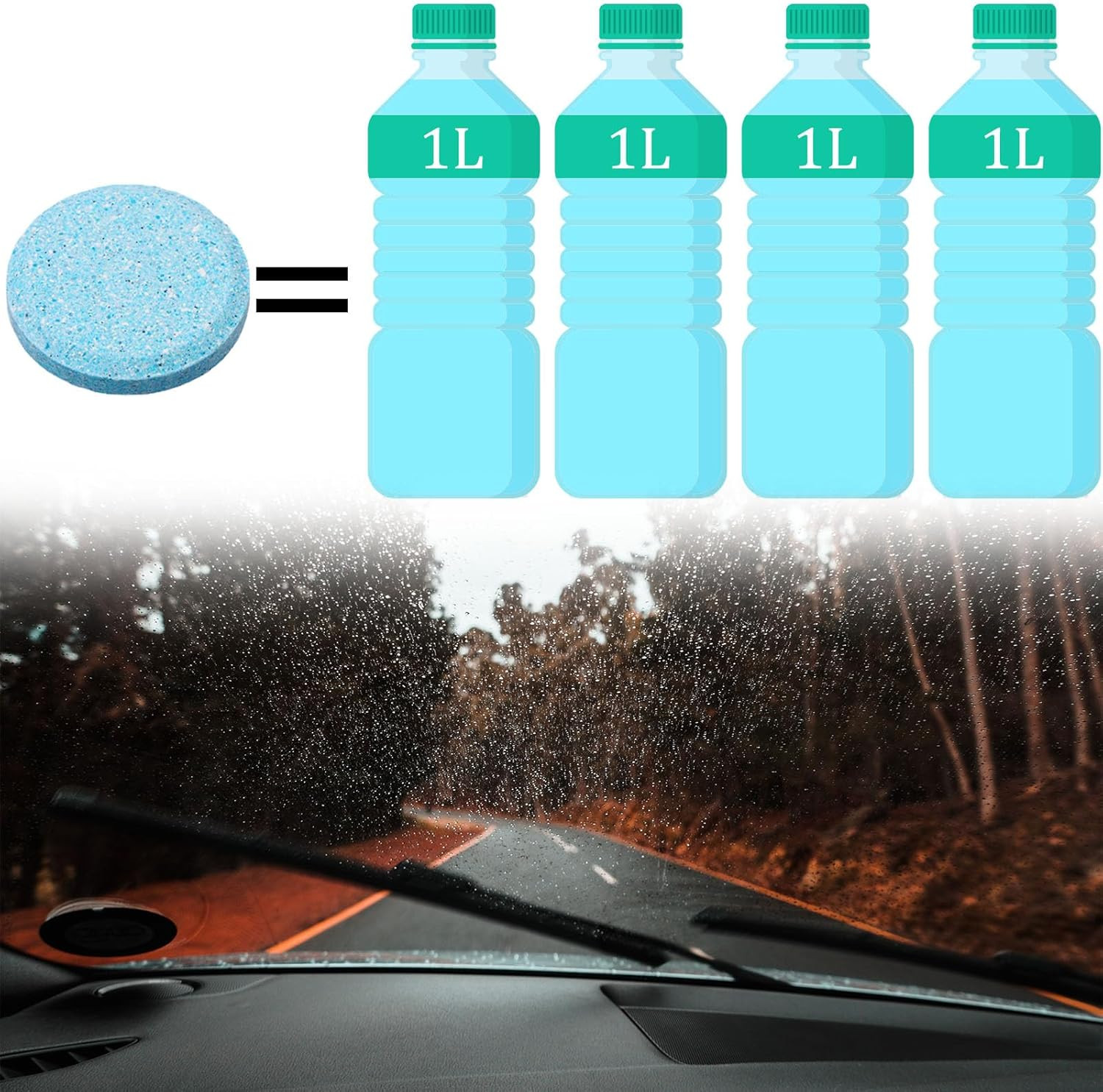 400 Effervescent Tablets for Car Windshield and Glass Cleaning