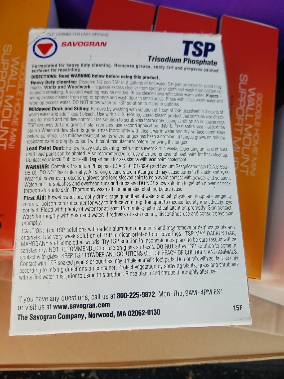 Trisodium PHOSPHATE TSP Cleaner Cleaning Powder 1 pound SAVOGRAN 10621 Box 1 Lbs