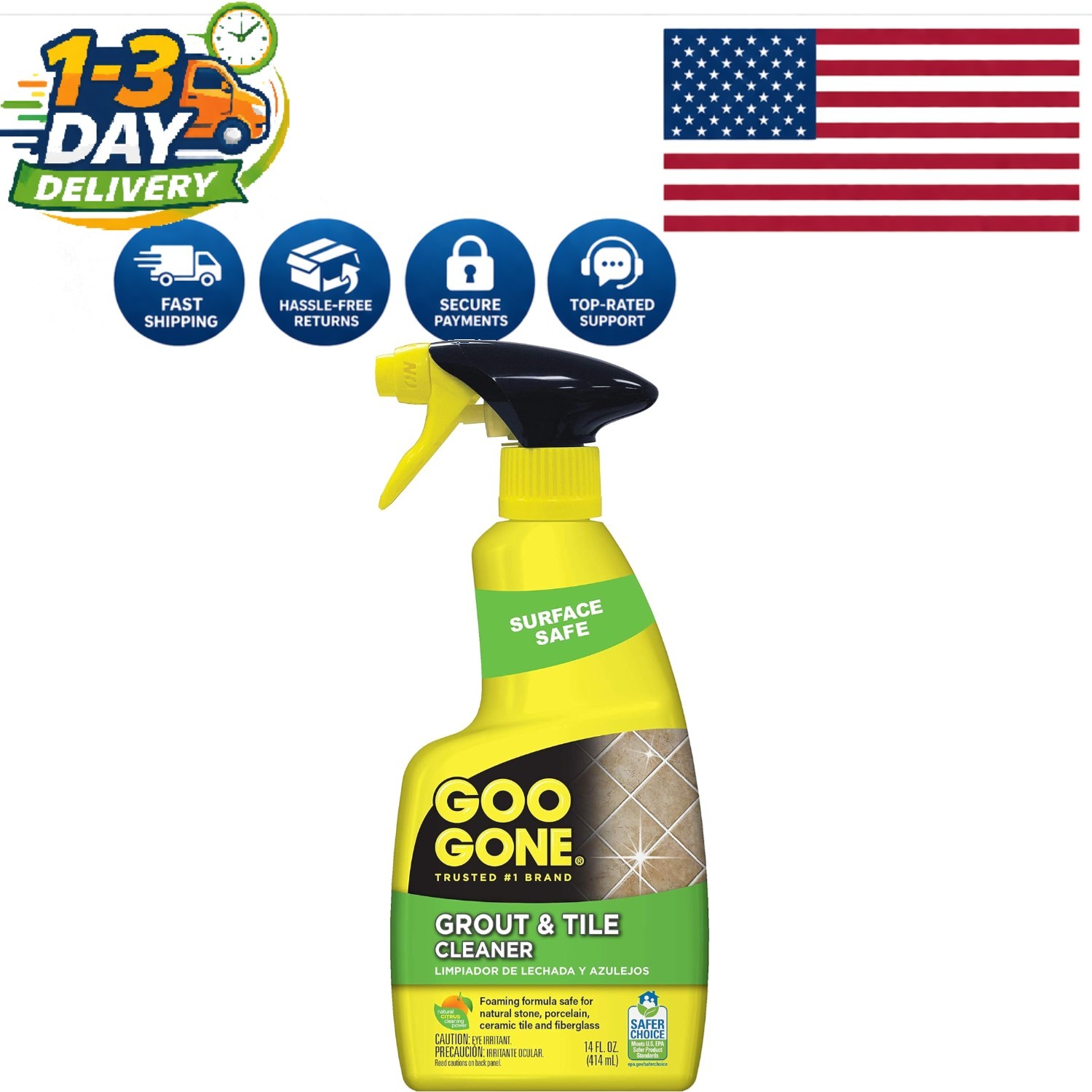 Citrus Scented Grout & Tile Cleaner – 14 Fl. Oz Stain Remover for Tough Dirt