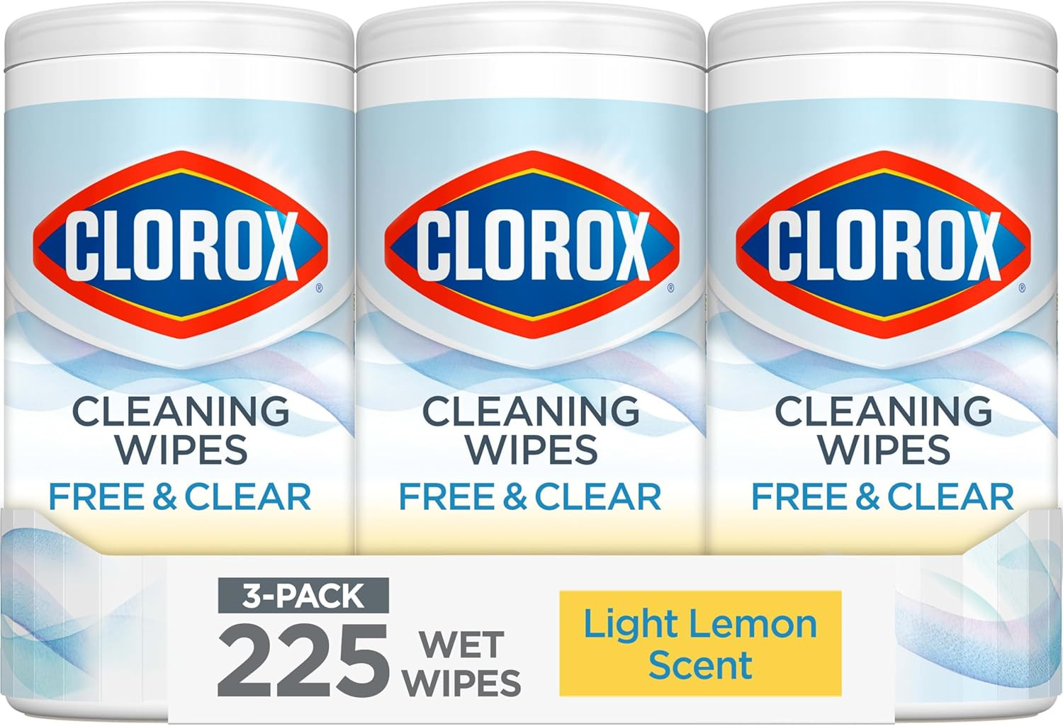 Free & Clear Cleaning Wipes, Light Lemon Scent, 75 Count, Pack of 3 (Pack May Va