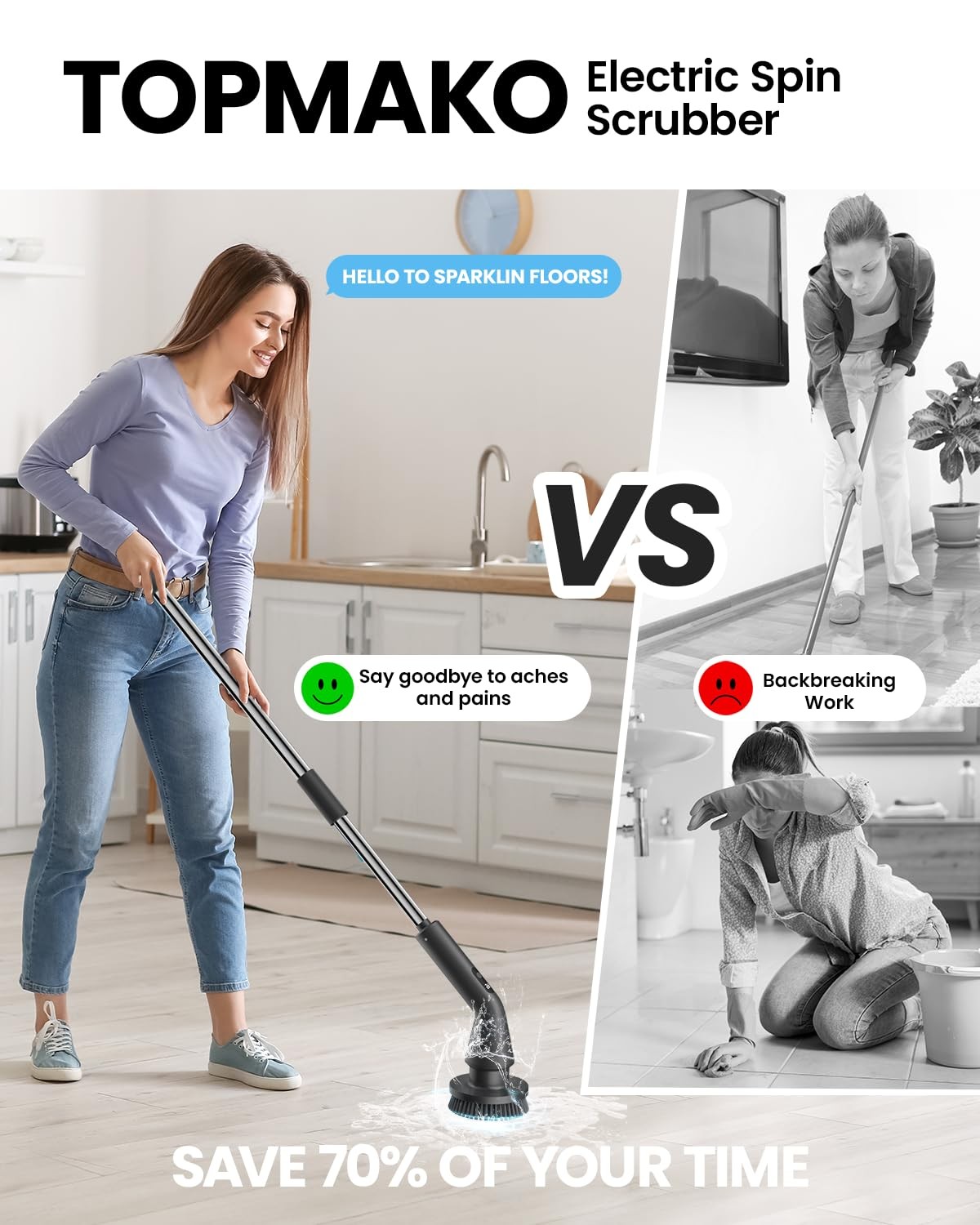 Spin Scrubber, Upgraded IPX7 Cordless Cleaning Brush for Bathroom Shower, Hou…