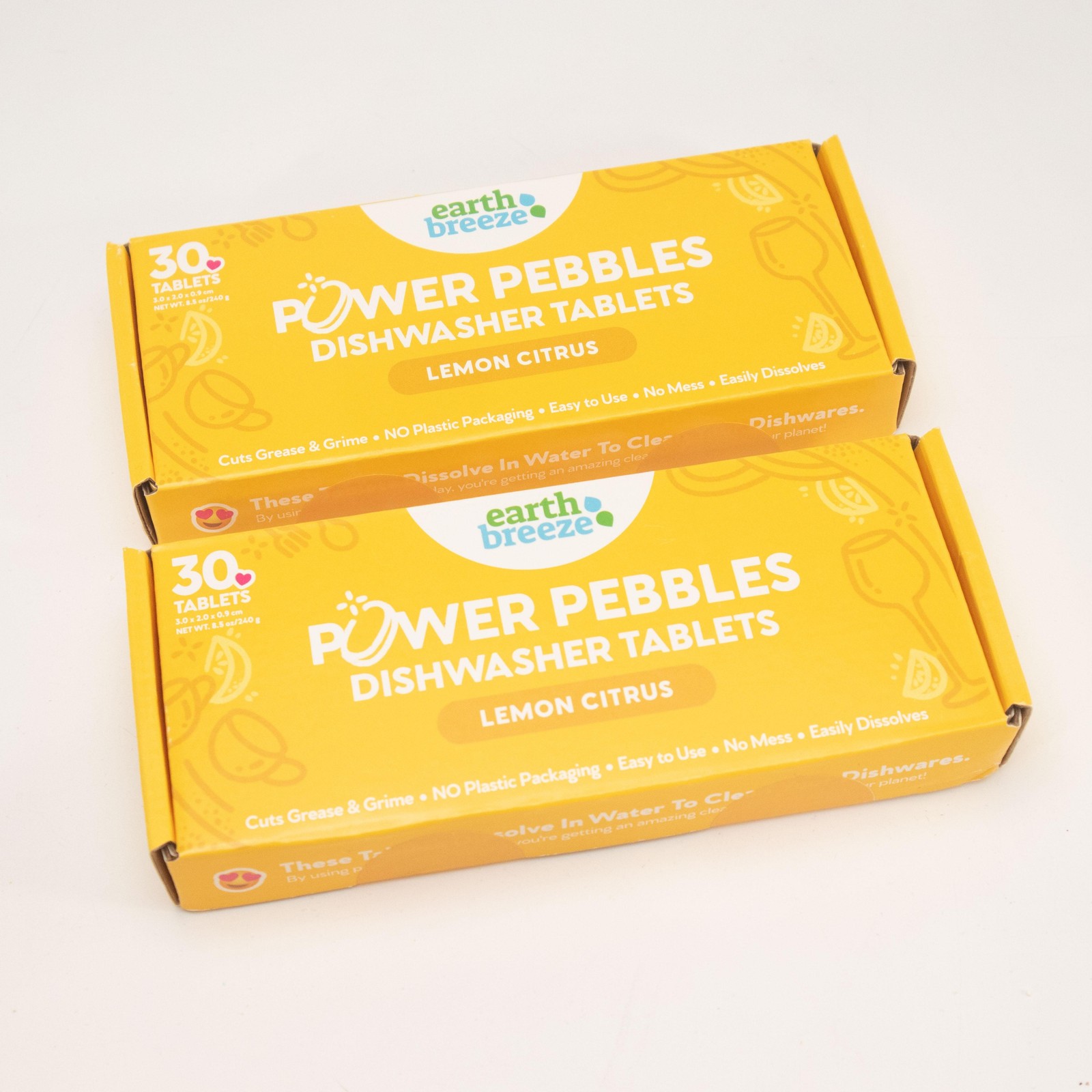 Earth Breeze Power Pebbles Dishwasher Tablets 2 Boxes 30 Ct per box Lemon Citrus