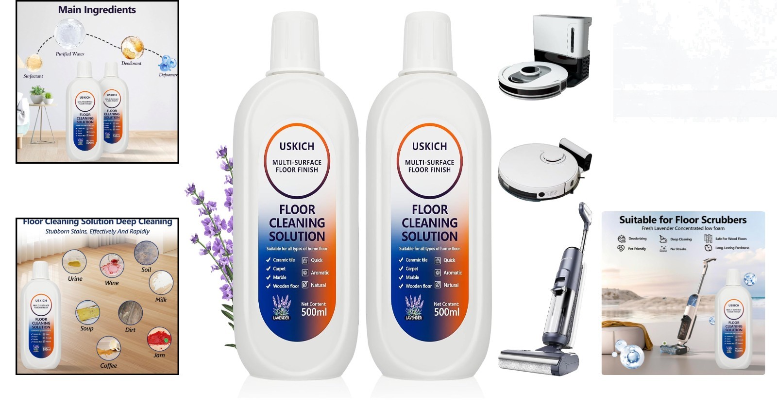 34 FL OZ Multi-Surface Floor Cleaner – Gentle & Effective for Roborock & Tineco