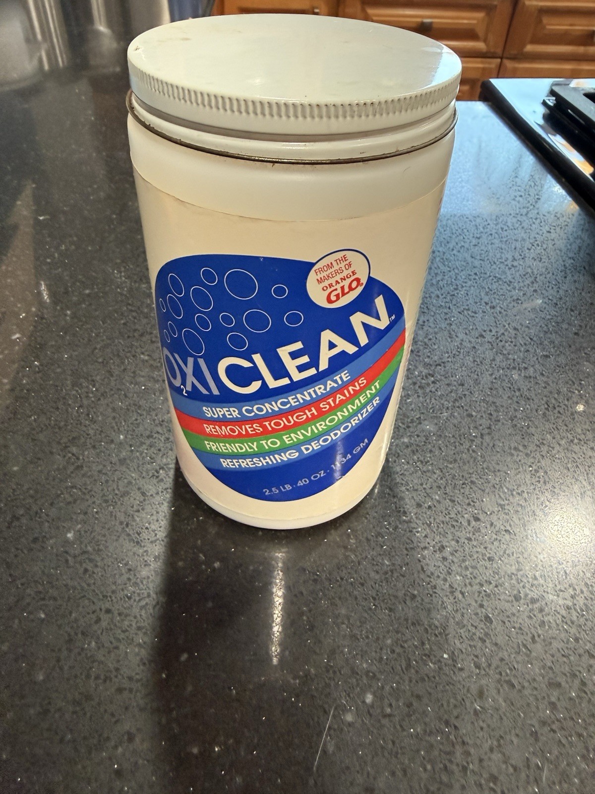 Vintage 1997 Orange Glo Oxiclean Canister Movie Prop Rare With Scoop Laundry