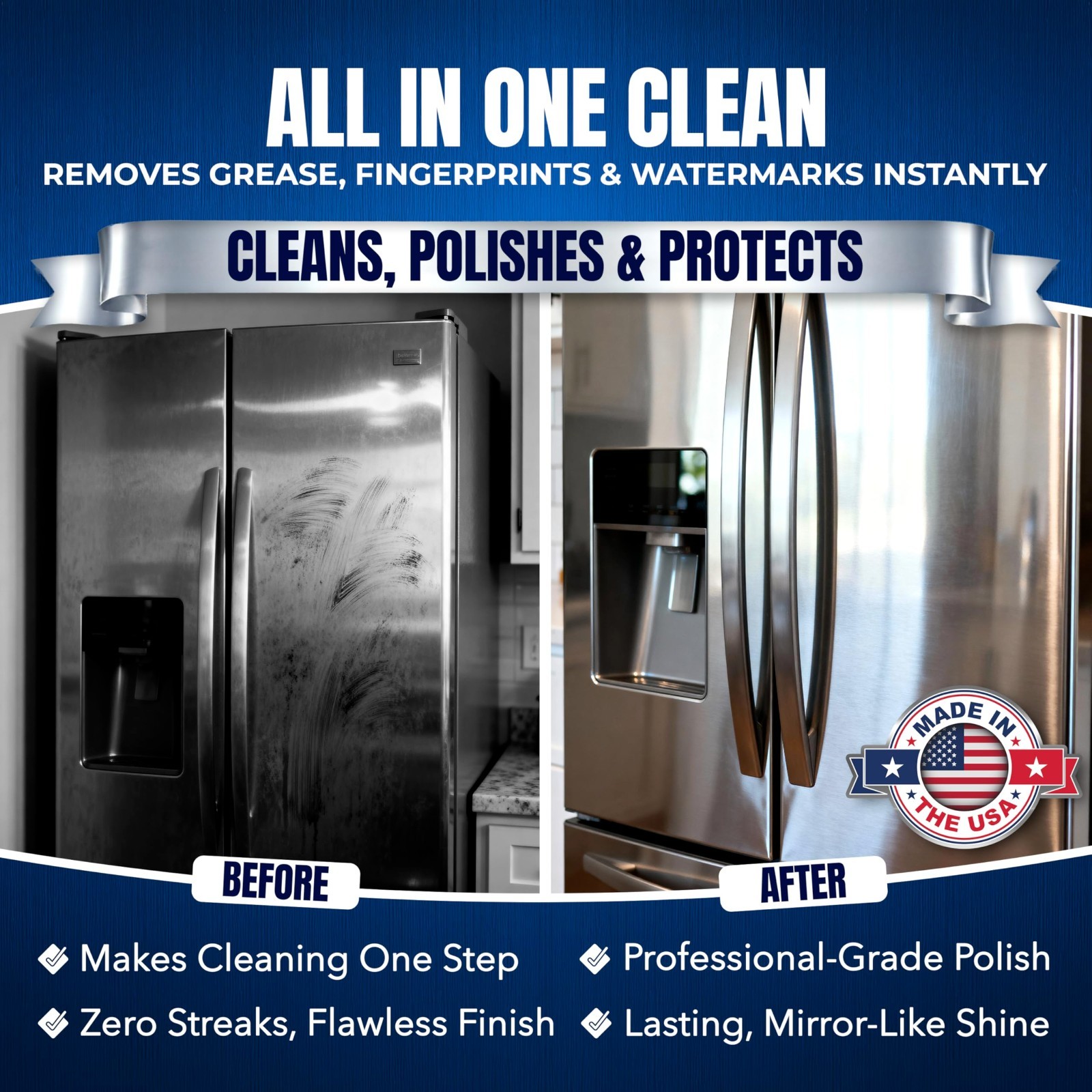 Stainless Steel Cleaner & Polish – 1 Gallon, Cleans & Protects Appliances, Sinks
