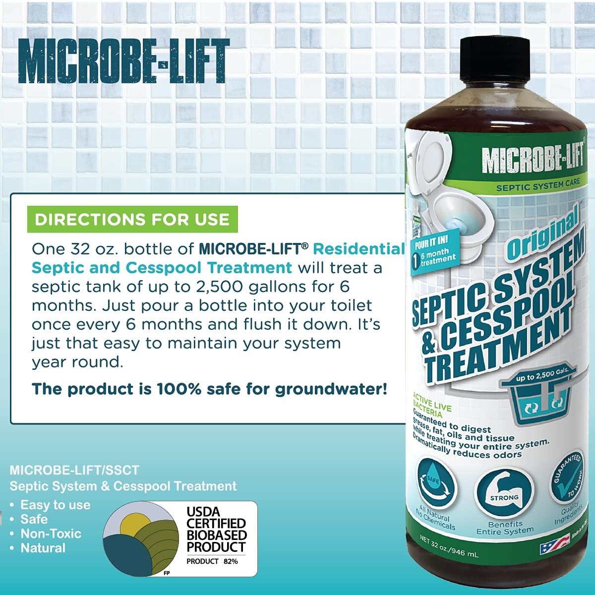MICROBE-LIFT Natural Septic Tank Treatment – Liquid, Bio-Friendly Bacteria,