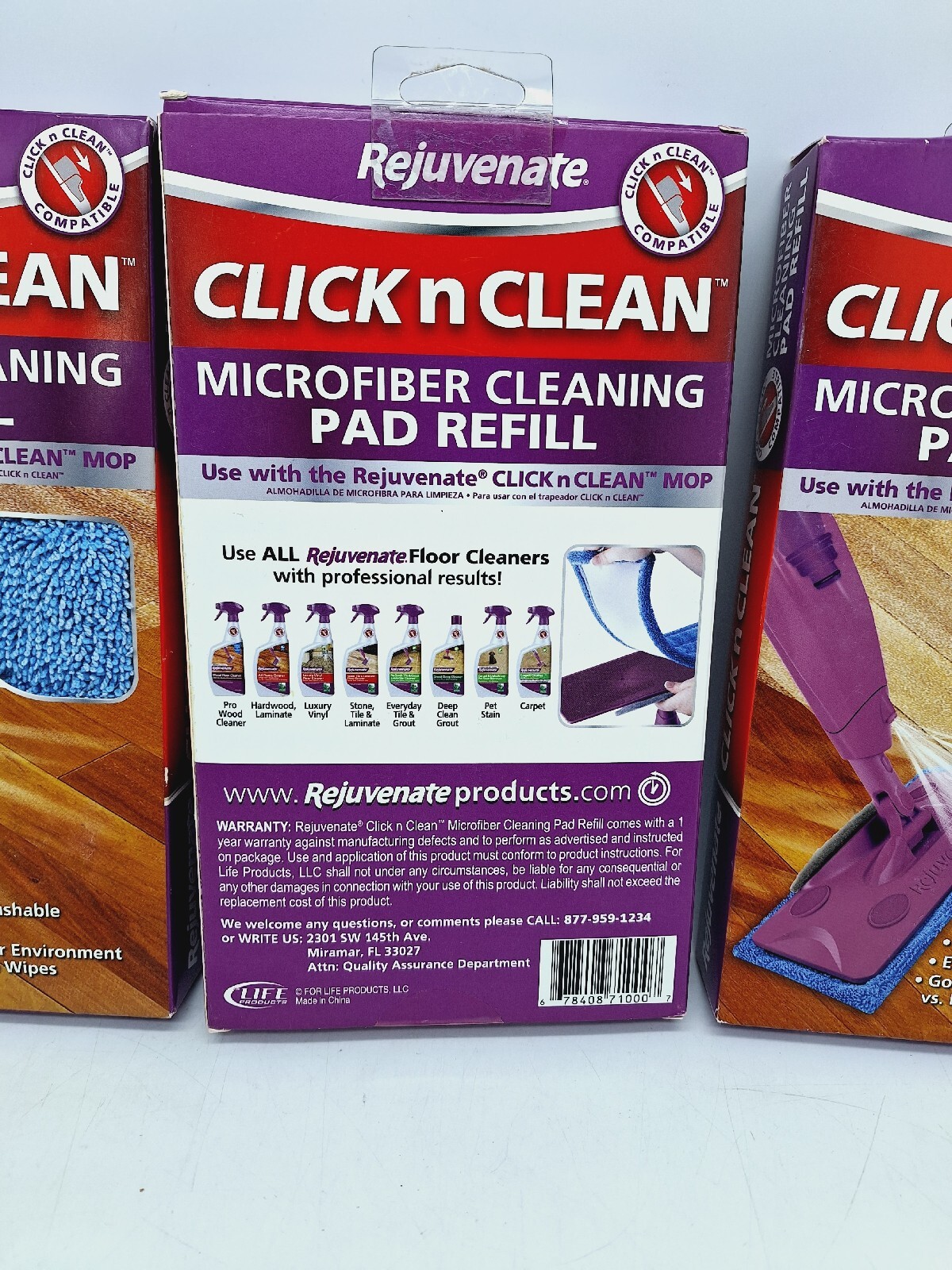 3X NEW Rejuvenate Click N Clean Microfiber Mop Cleaning Pad Refill Blue Scrub