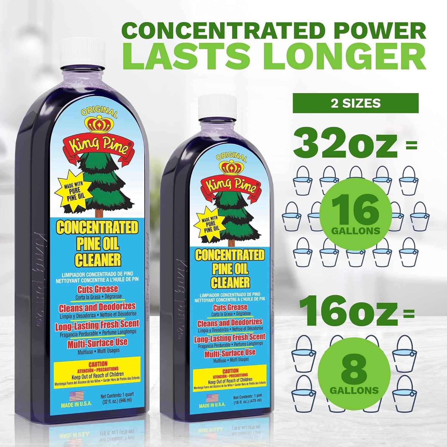 16 Fl Oz Industrial Strength Pine Oil Cleaner for Tough Grease and Odors