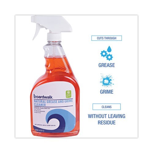 Boardwalk Natural Grease and Grime Cleaner, Unscented, 32 oz Spray, 3/Pack