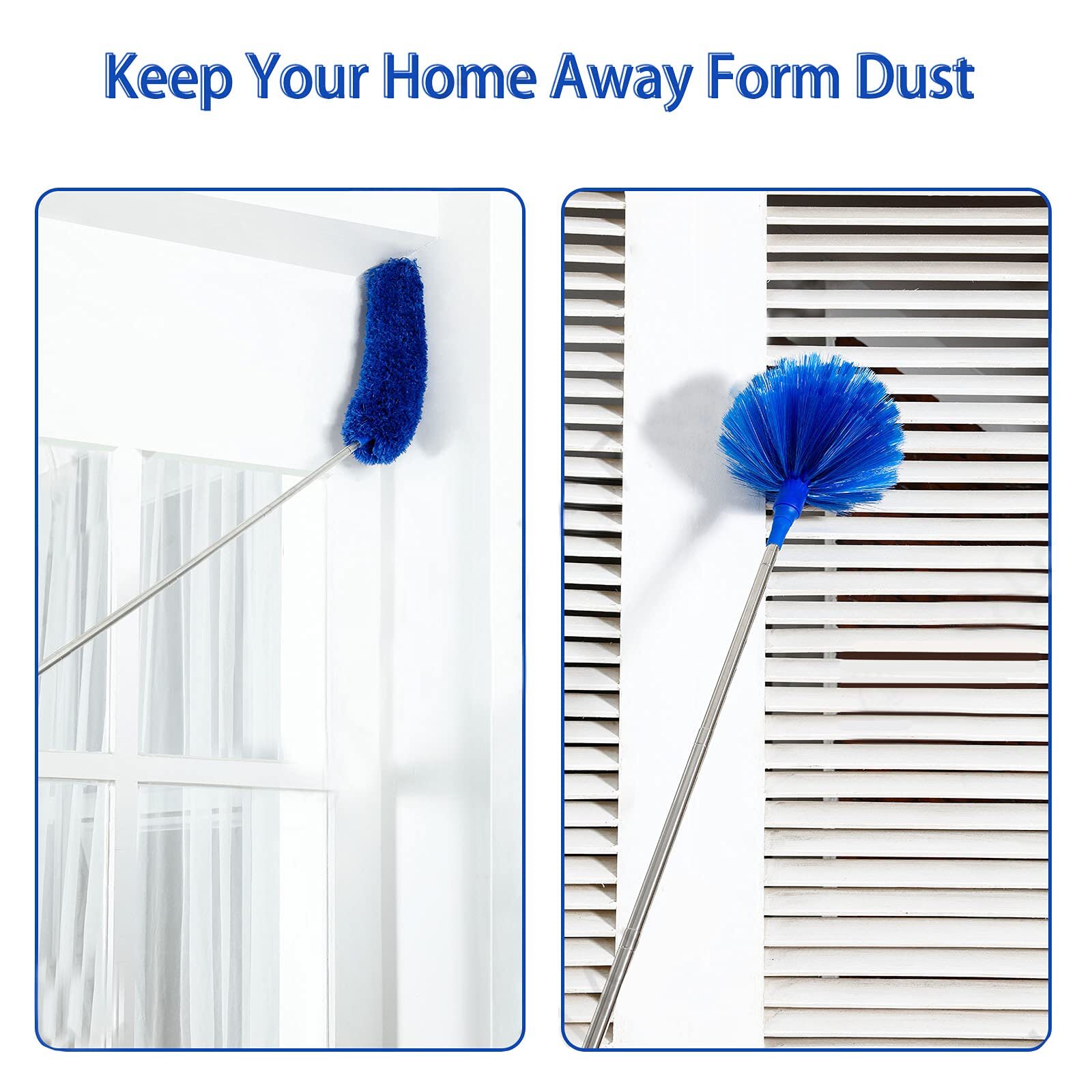 Duster Microfiber Dusters with 2 Handle Sets Durable 15-100 Inches Long Teles…
