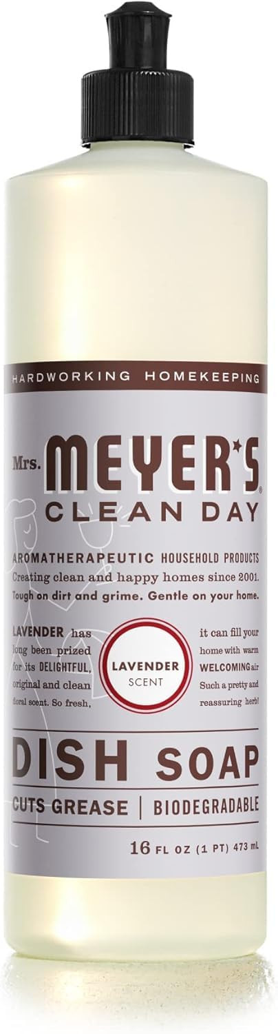 MRS. MEYER’S CLEAN DAY Liquid Dish Soap, Cruelty Free Formula, Lavender Scent…