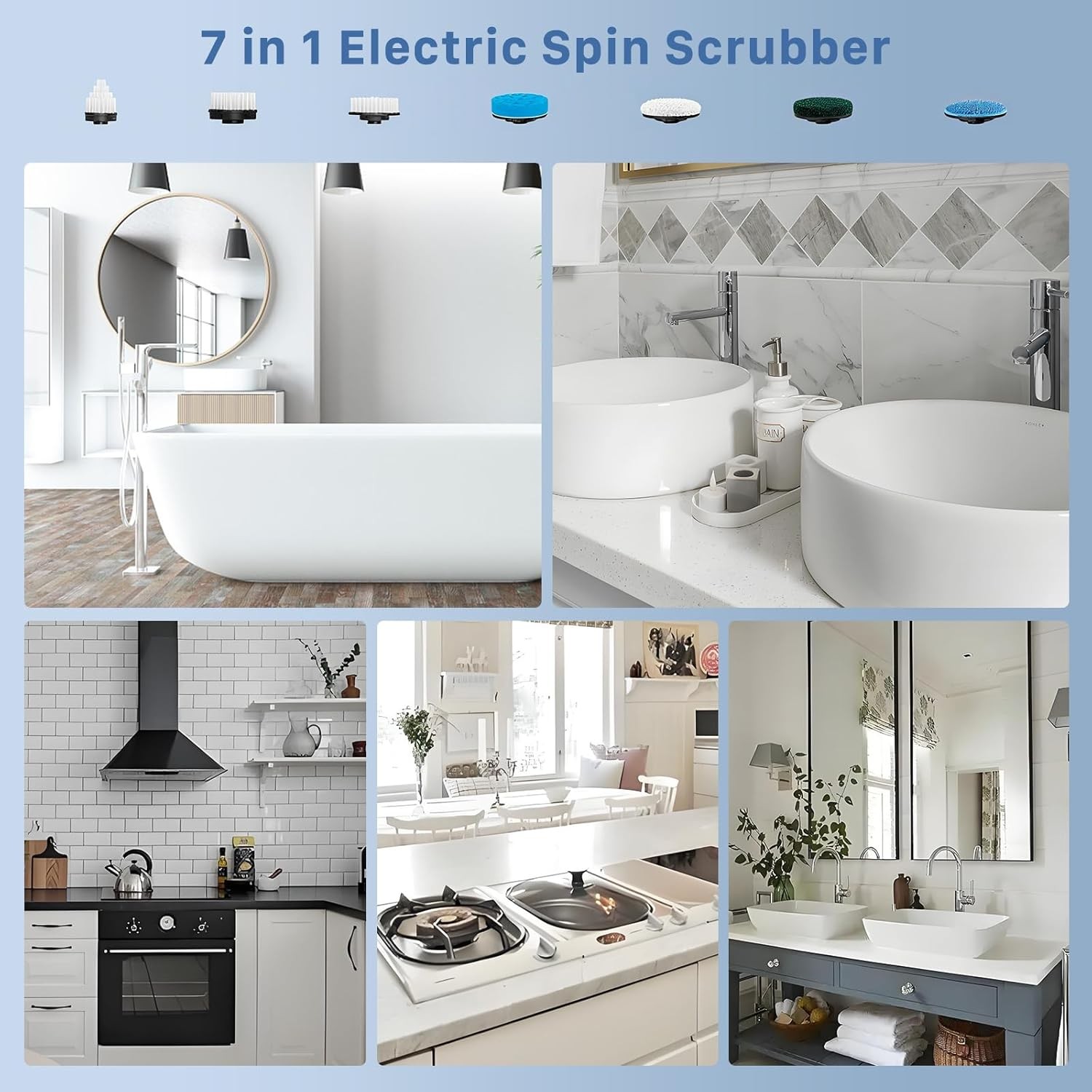 Electric Spin Scrubber, Power Shower Cleaning Brush with