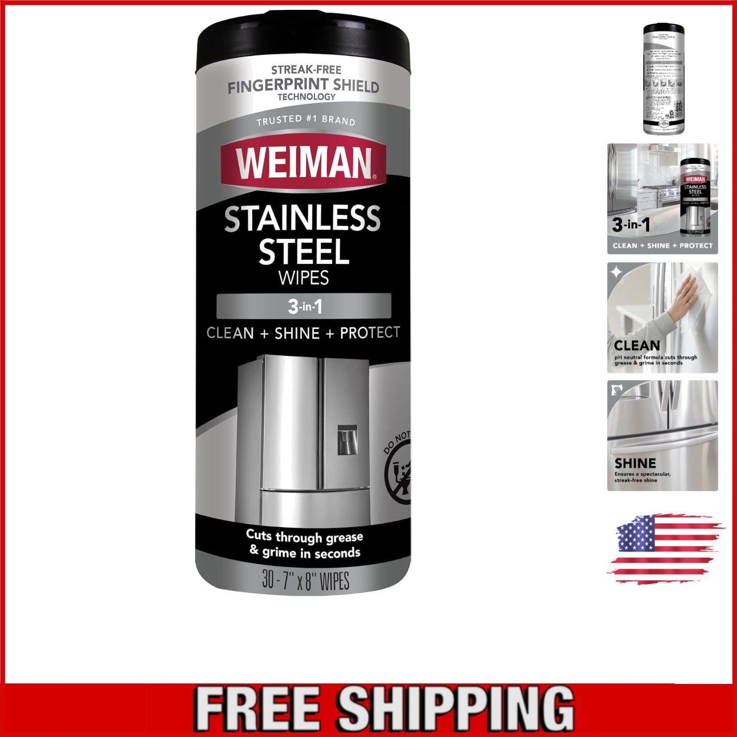 Stainless Steel Cleaning Wipes, 30 Count – Non-Abrasive and Safe