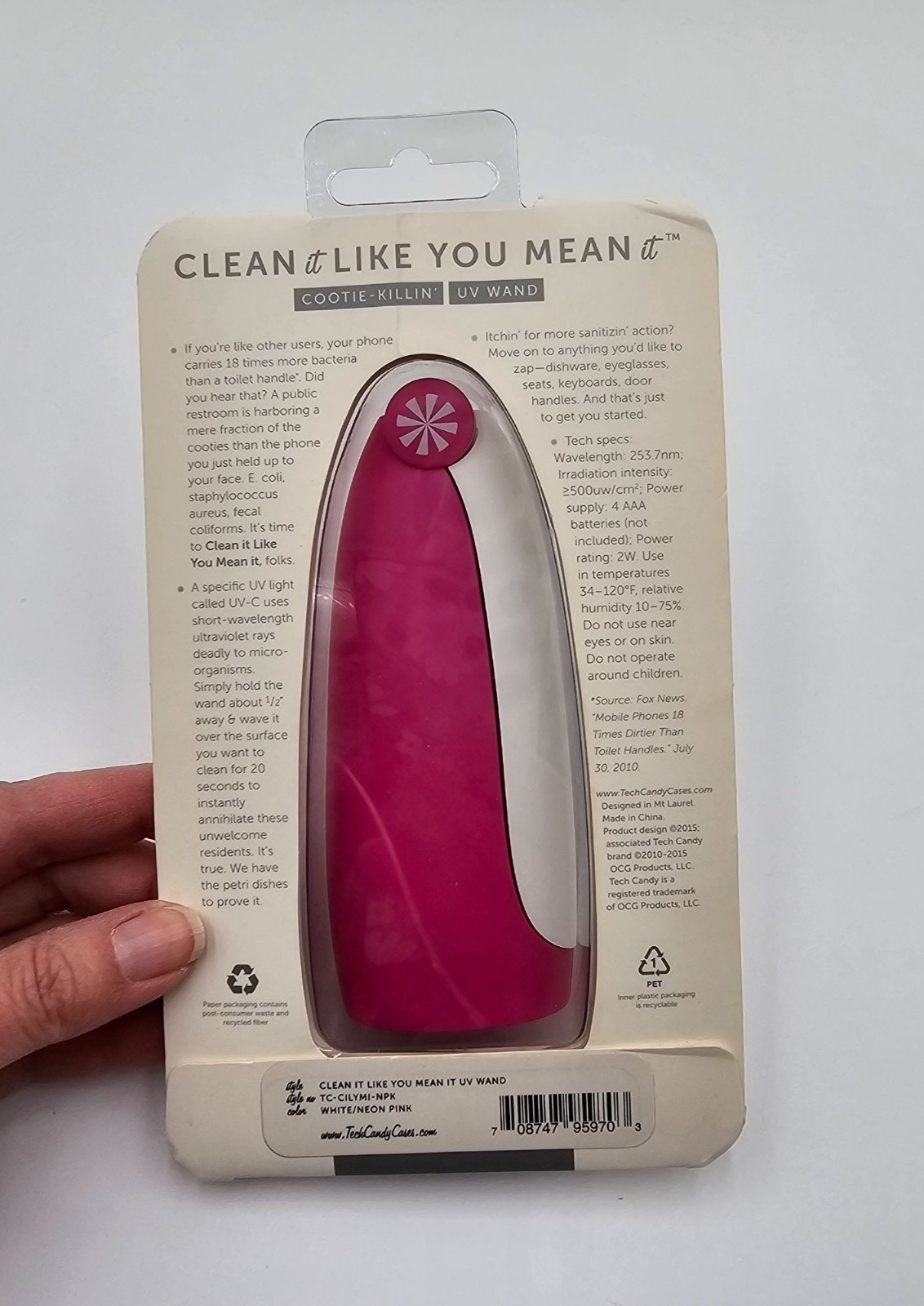 Tech Candy Clean It Like You Mean It UV Disinfectant Wand Travel Accessory