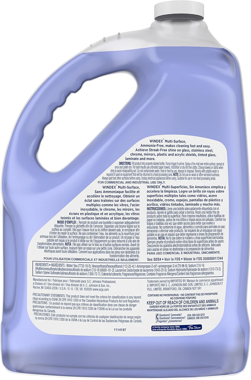 , Windex Ammonia-Free Glass, Window & Surface Cleaner Refill, 1 Gallon/128 Oz (P