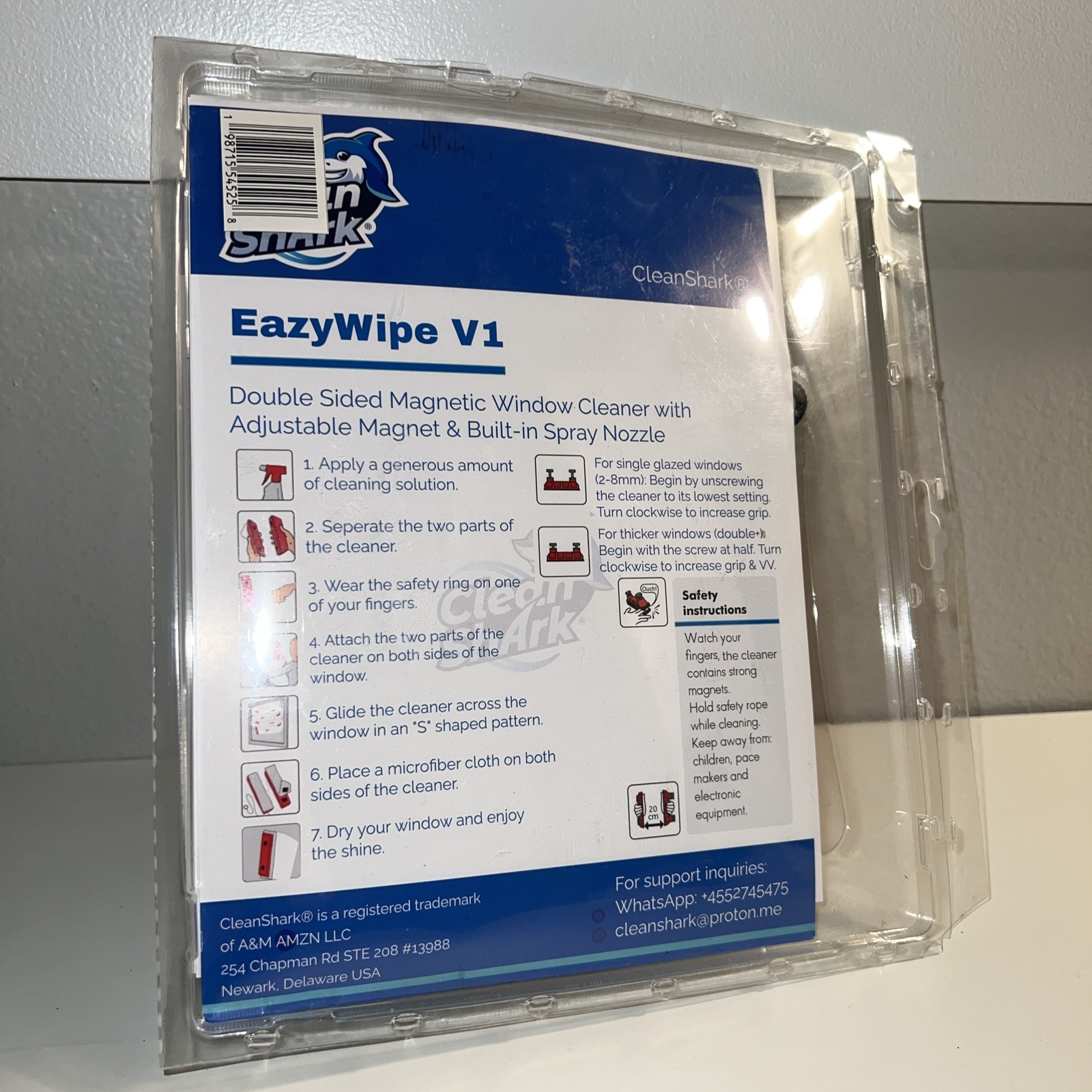 CleanShark Double Sided Magnetic Window Cleaner Tool V1