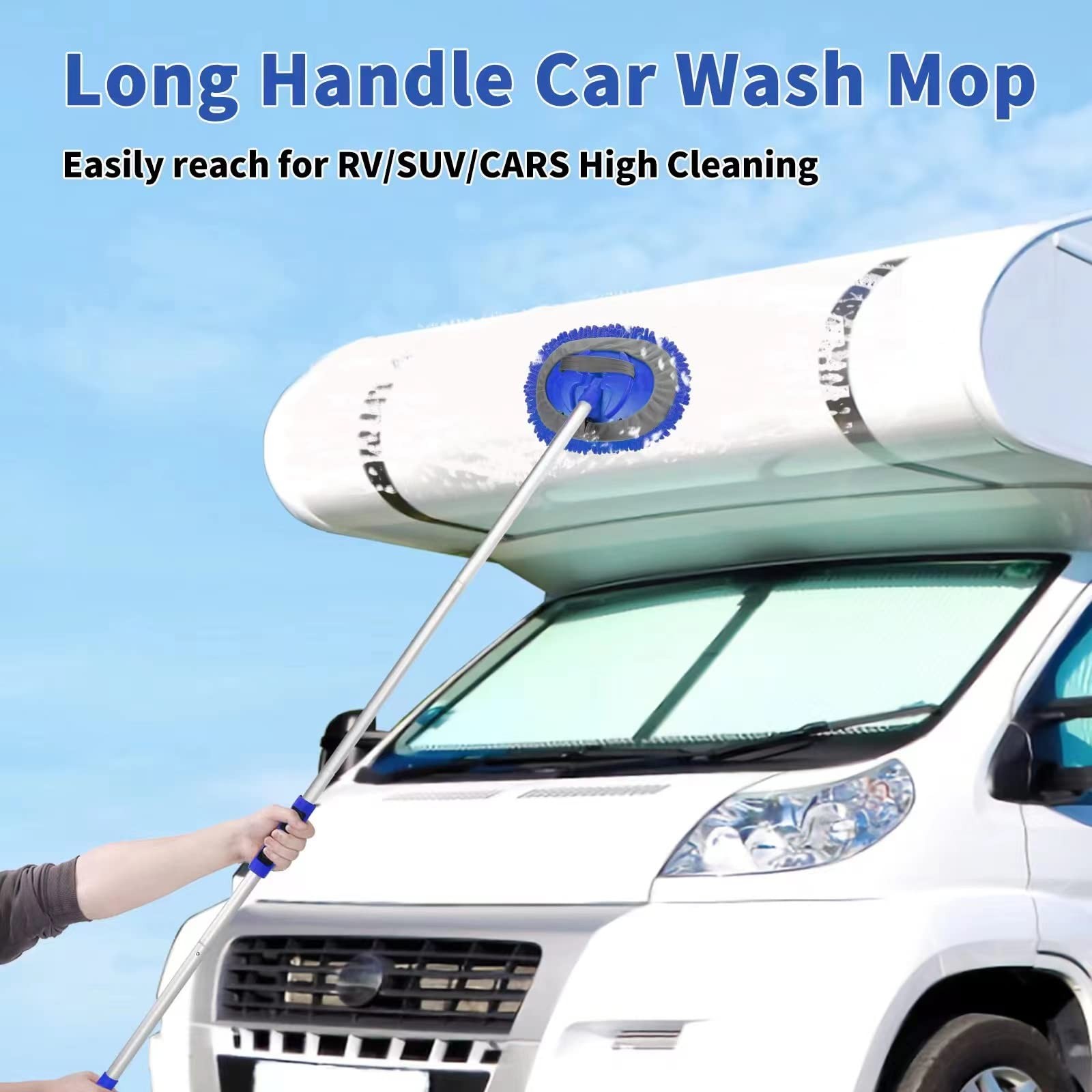 62” Car Wash Brush With Long Handle – Chenille Microfiber Mop Mitt, Cleaning…