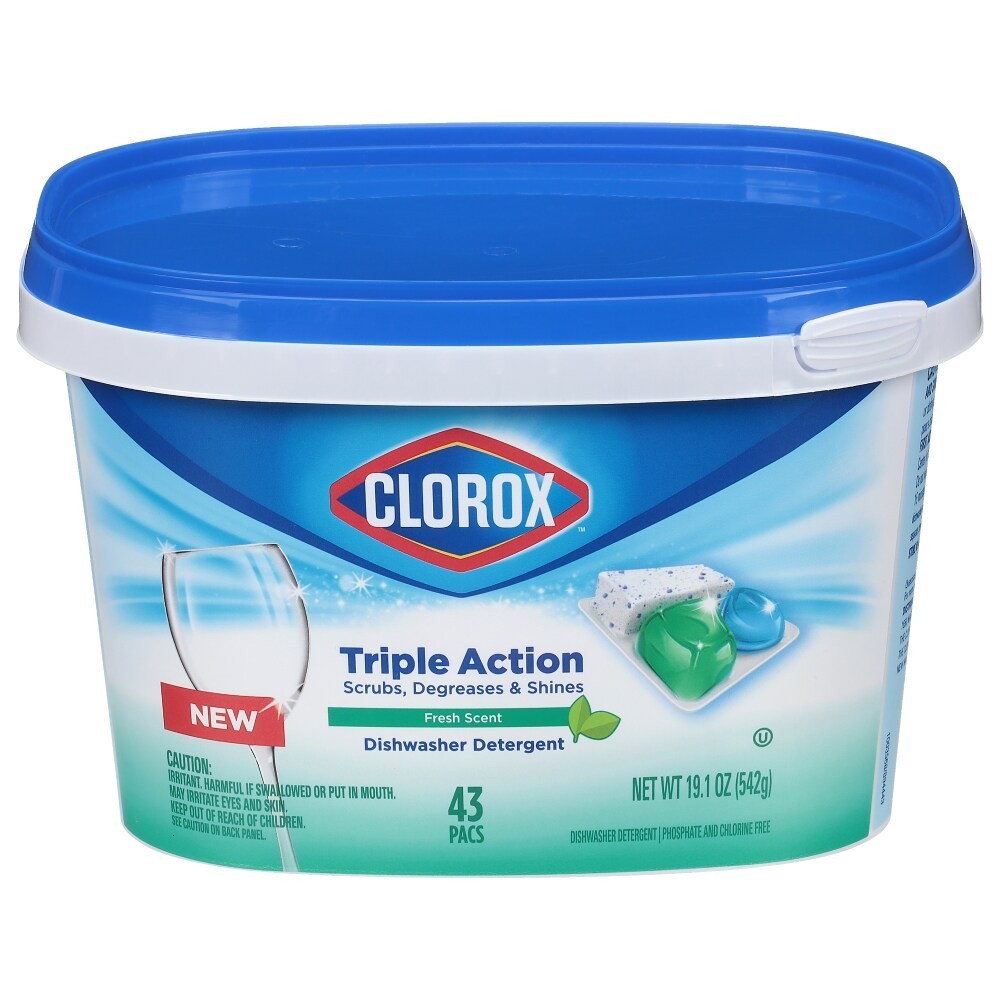 Clorox Triple Action Dishwashing Detergent Fresh Scent 43 Pacs Pods