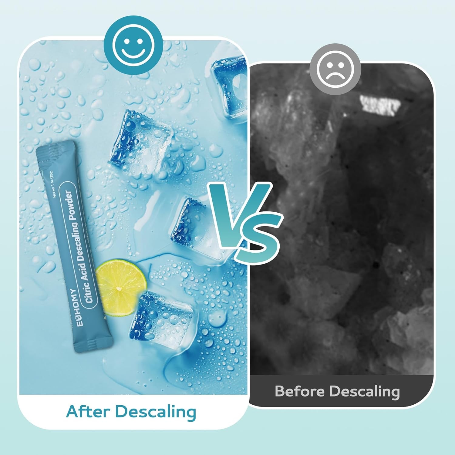 Ice Maker Cleaner & Descaler – 4 Single-Use Packs Organic Citric Acid Powder
