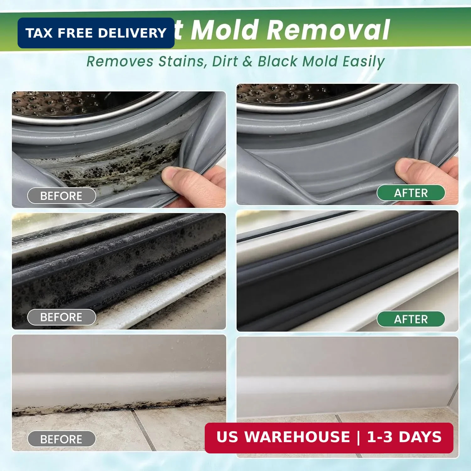 Mold-Stain Remover Gel for Washing Machine Seal & Bathroom – Low Odor Gel for Fr
