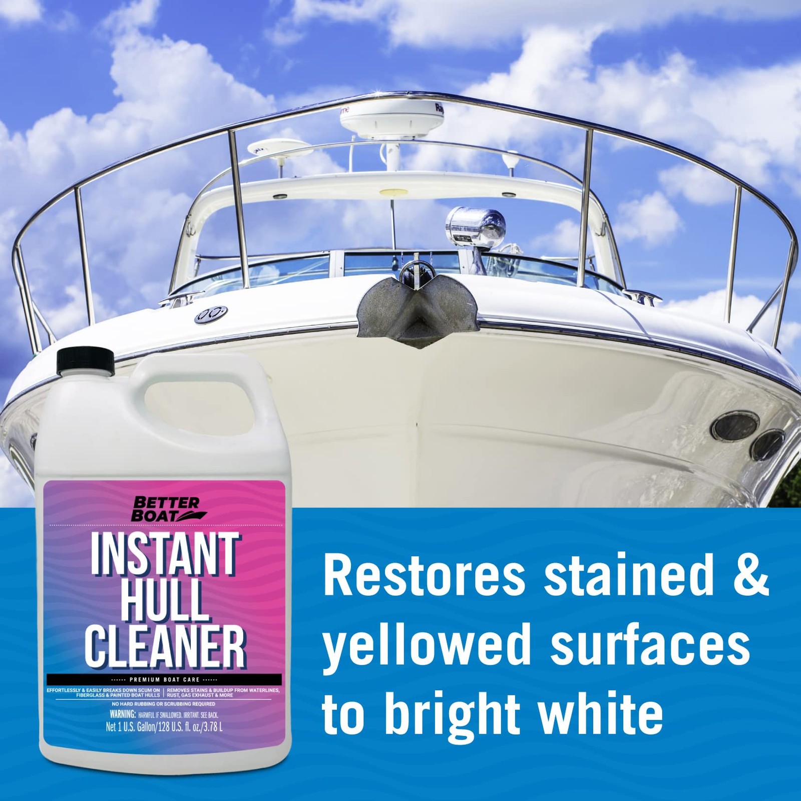 Fiberglass Boat Hull Cleaner, 1 Gallon MarineGrade Stain Remover & Restorer, …