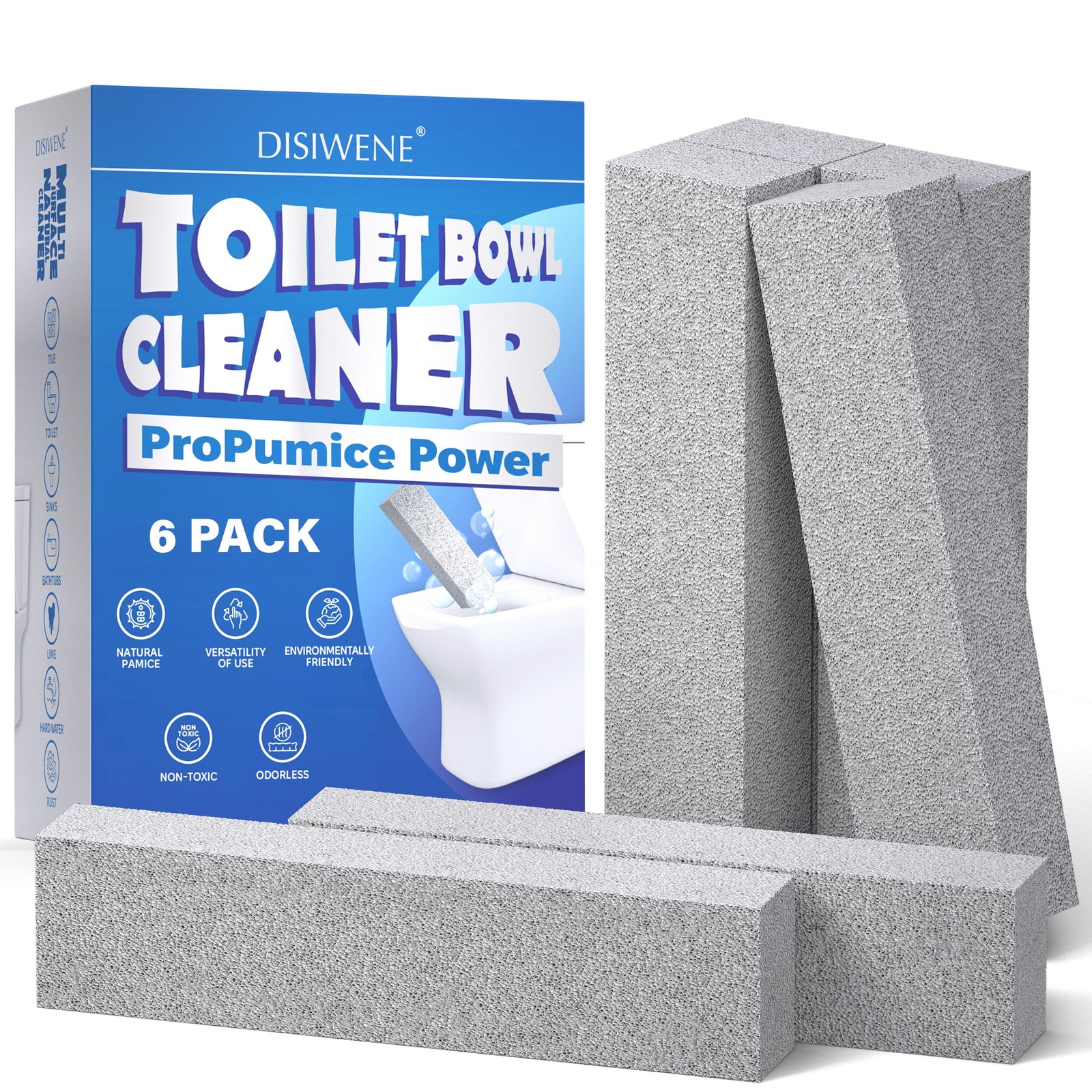 Pumice Stone Cleaner Handle Toilet Bowl Hard Water Ring Remover 6 Pack