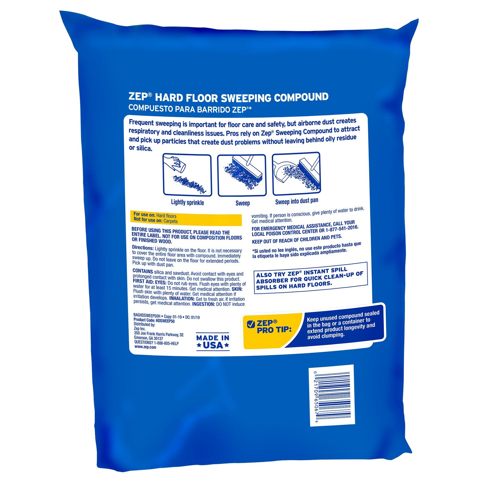 ZEP Hard Floor Sweeping Compound – 50 lb HDSWEEP50 – Holds Dust Down