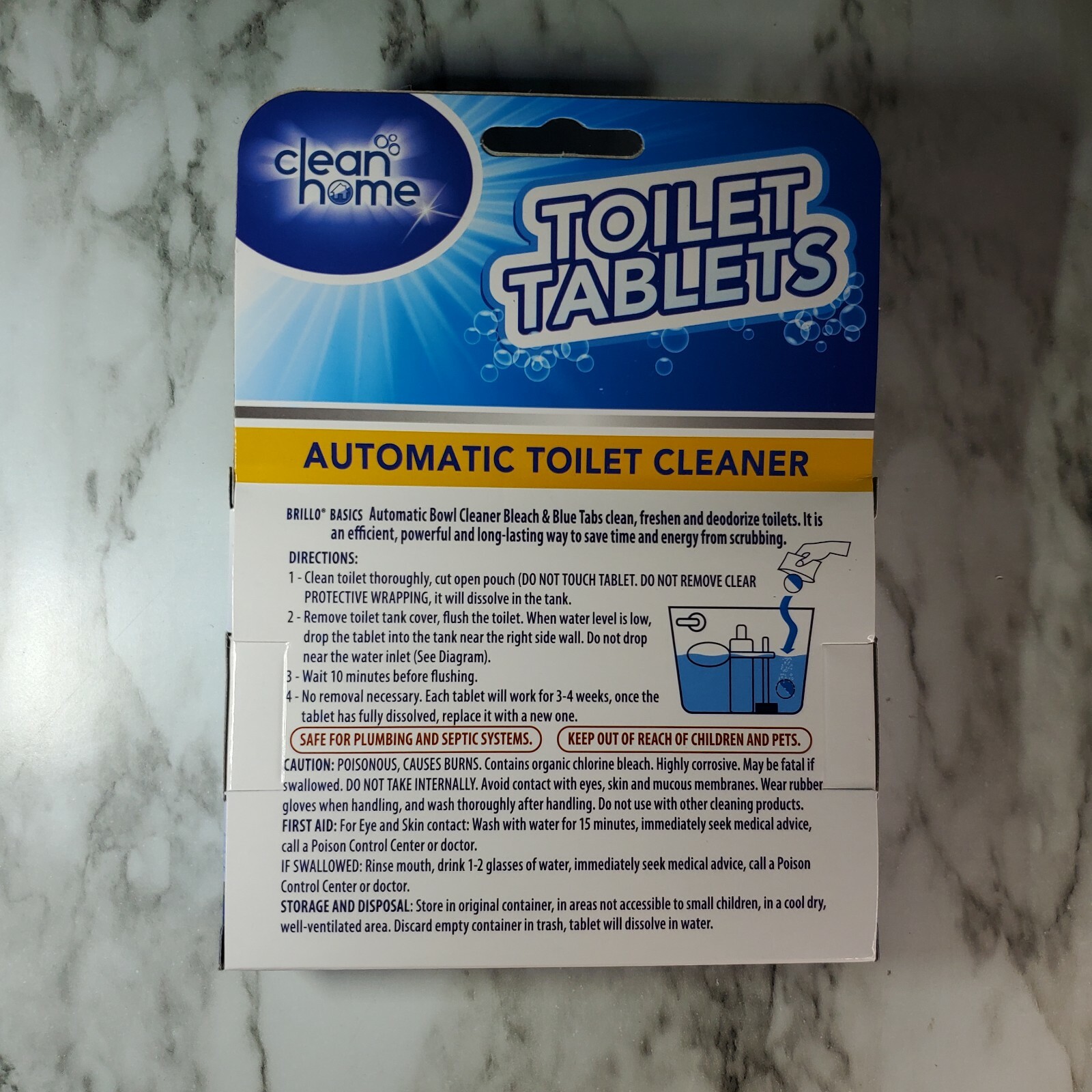 Automatic Toilet Bowl Tablet Cleaner Bleach & Blue Cleans & Deodorizes 6 Tablets