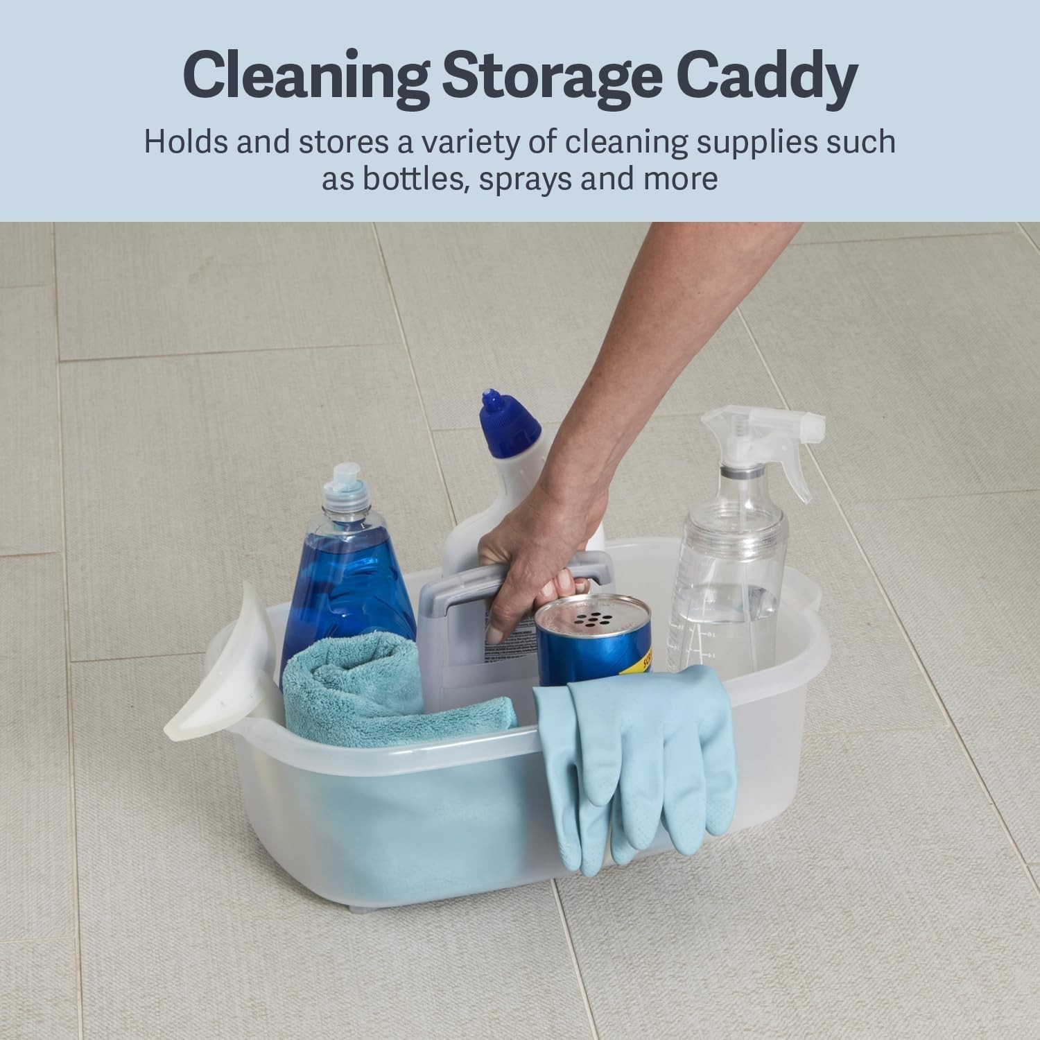 Effortless Organization: 1.5-Gallon Clear Cleaning Caddy with Ergonomic Handle