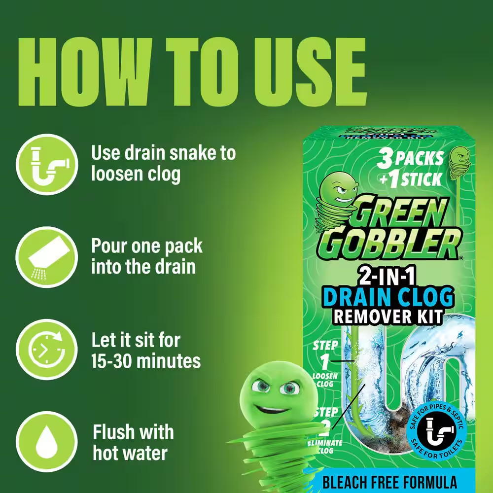 Drain and Toilet Clog Opening Packs with Tool Drain Cleaner (3-Count)