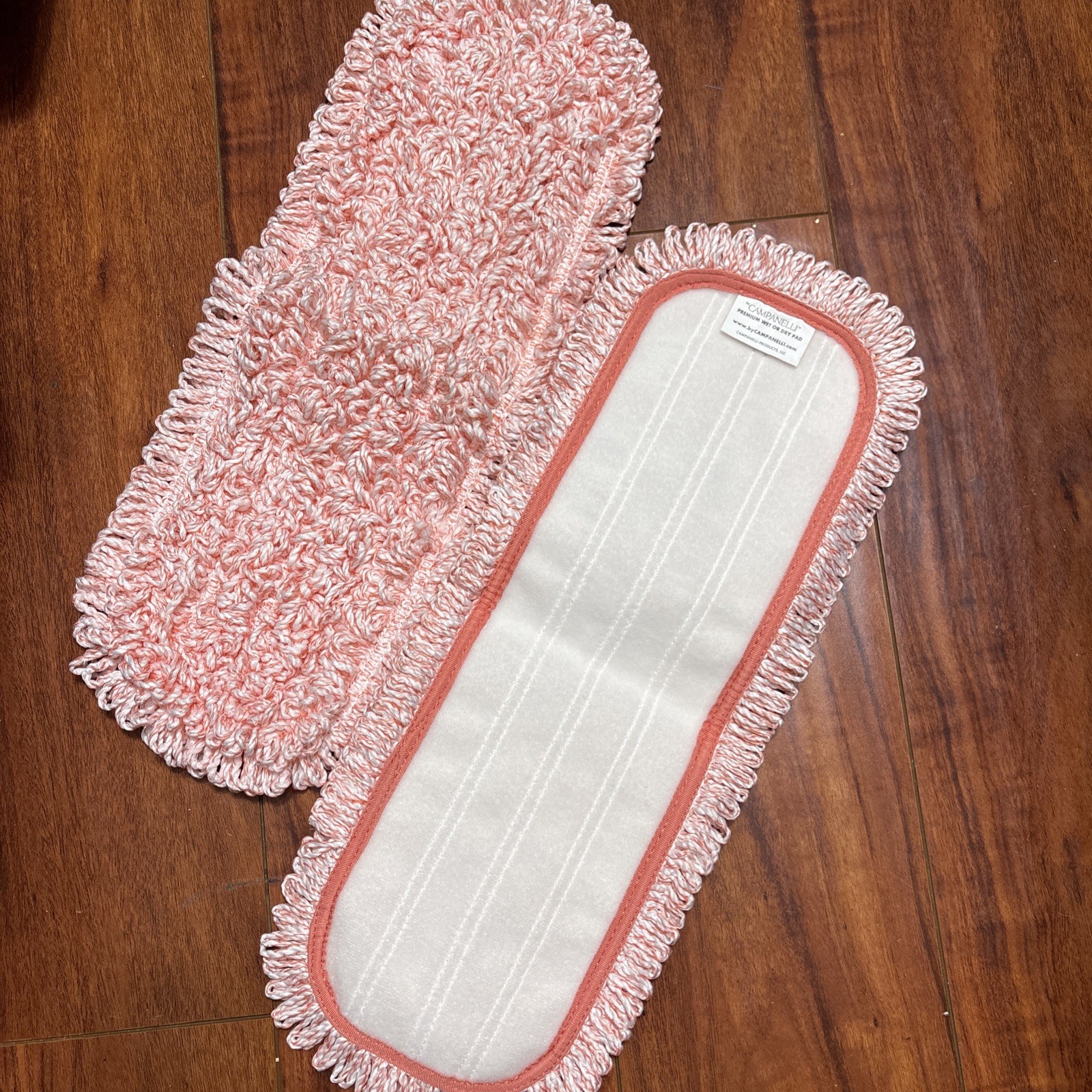 CAMPANELLI Premium EasyGlide Wet & Dry Mop Pad New Pink Measures 18” X 7”